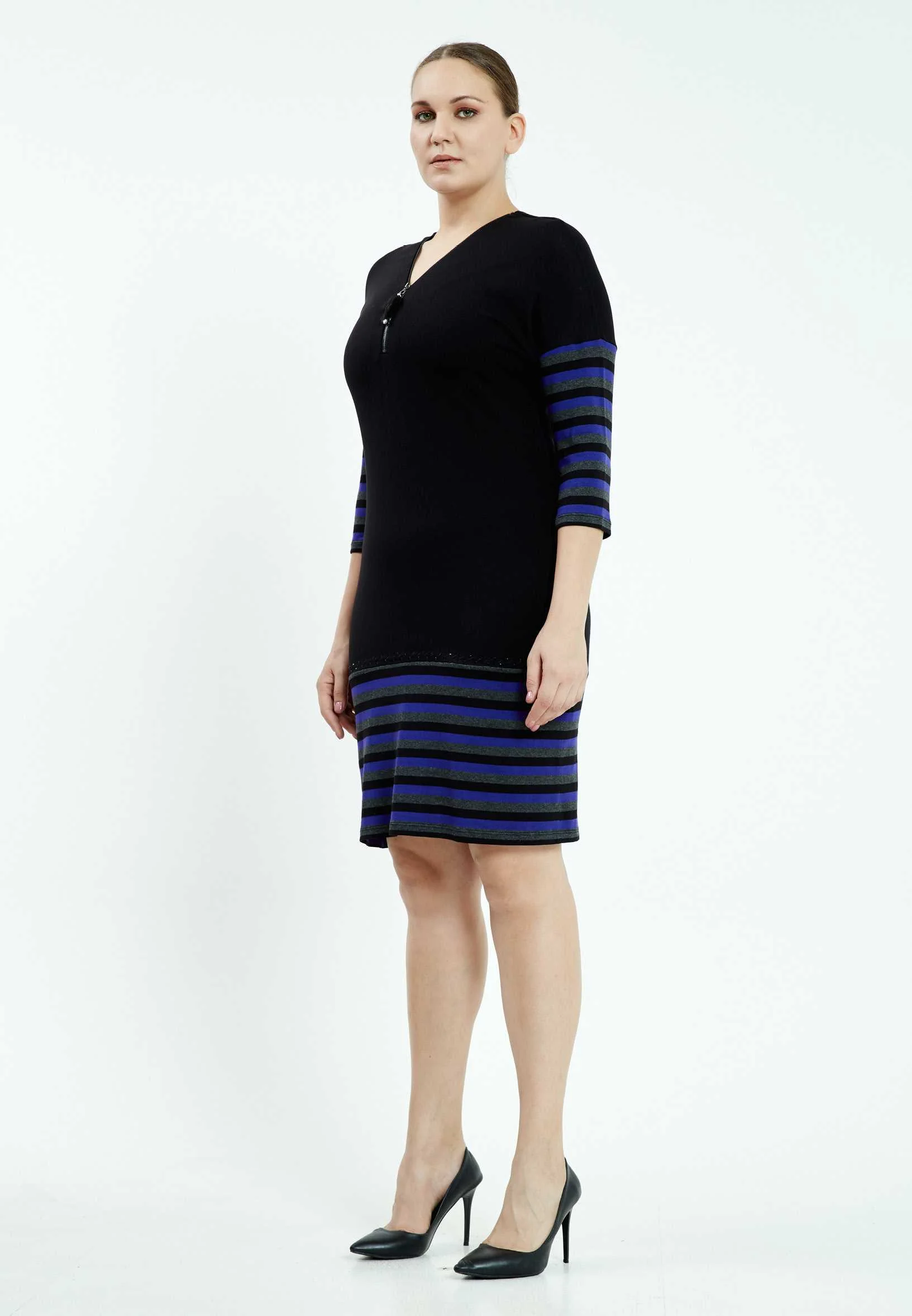 Long Sleeve Mini Lycra Bodycon Plus Size Casual Dress ayb6536 - Image 3
