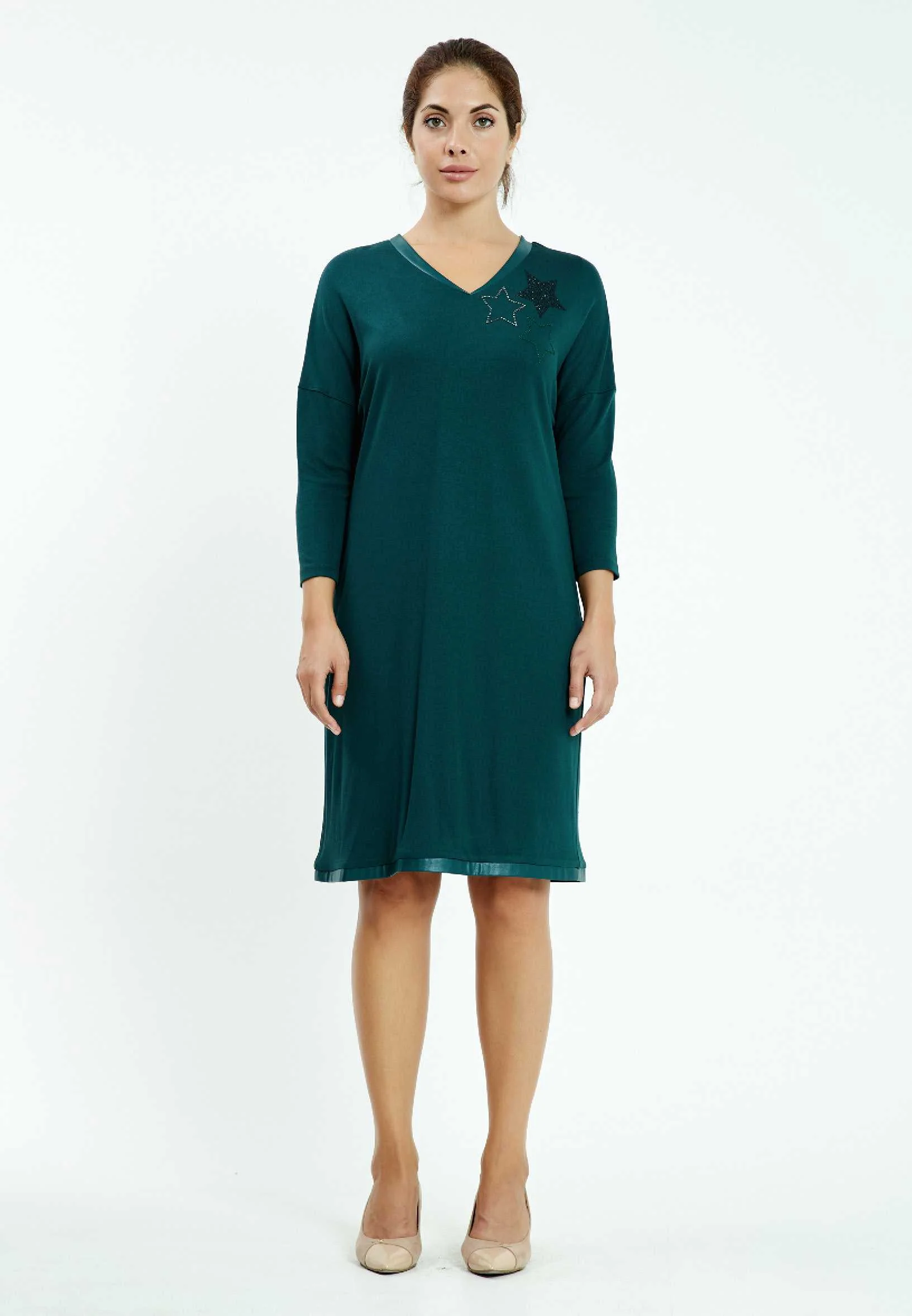 Long Sleeve Mini Lycra Column Plus Size Casual Dress ayb6564 - Image 5