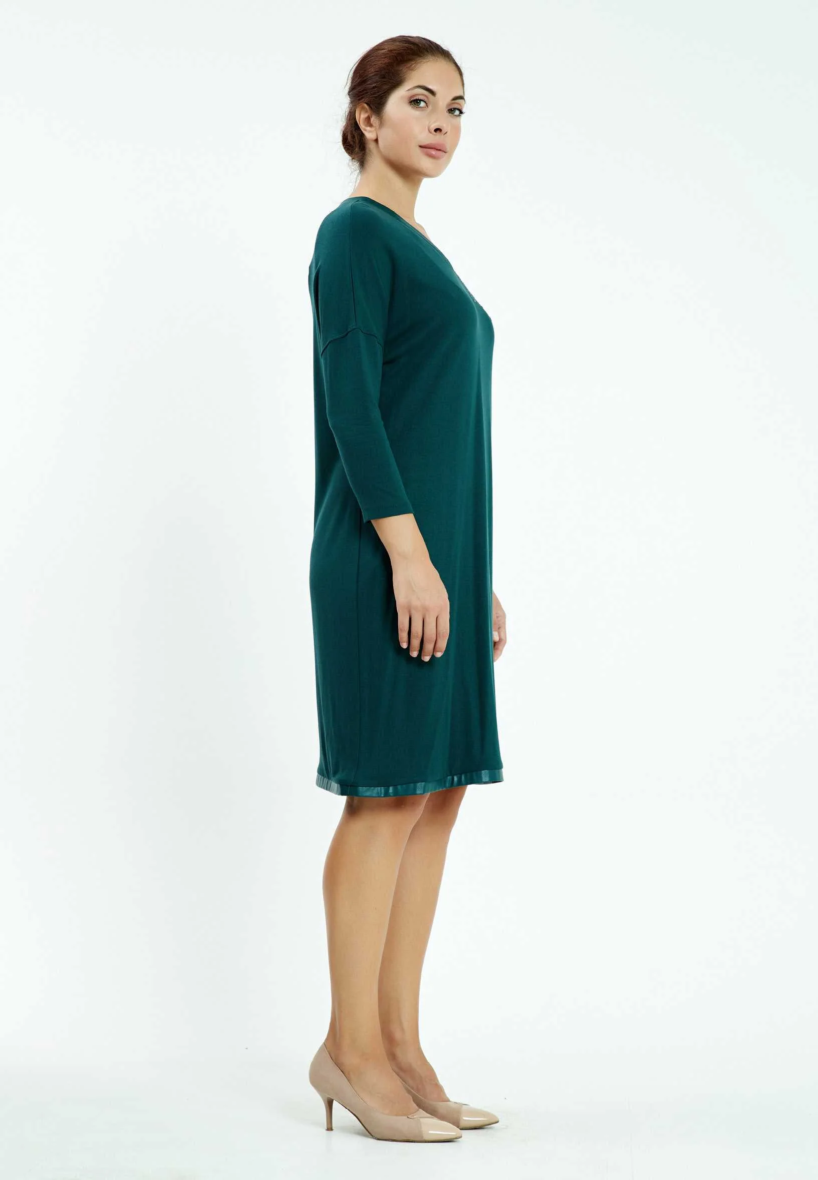 Long Sleeve Mini Lycra Column Plus Size Casual Dress ayb6564 - Image 7