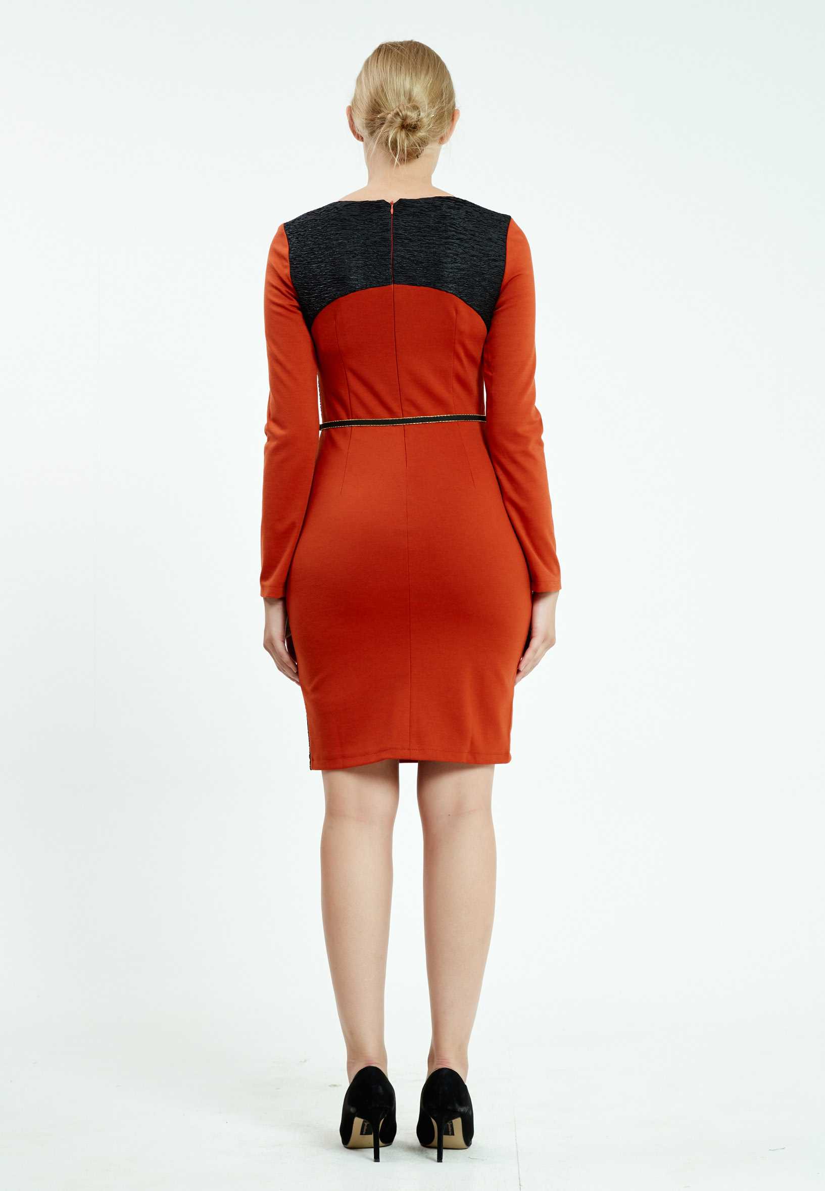 Long Sleeve Mini Lycra Column Regular Casual Dress ser17085 - Image 2