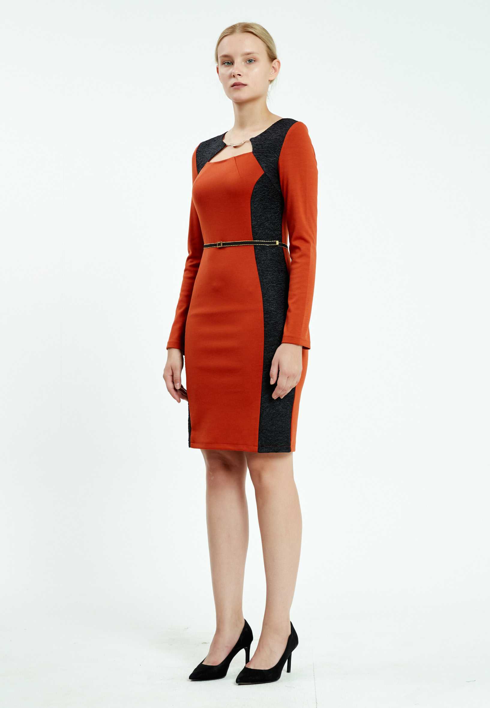 Long Sleeve Mini Lycra Column Regular Casual Dress ser17085 - Image 3