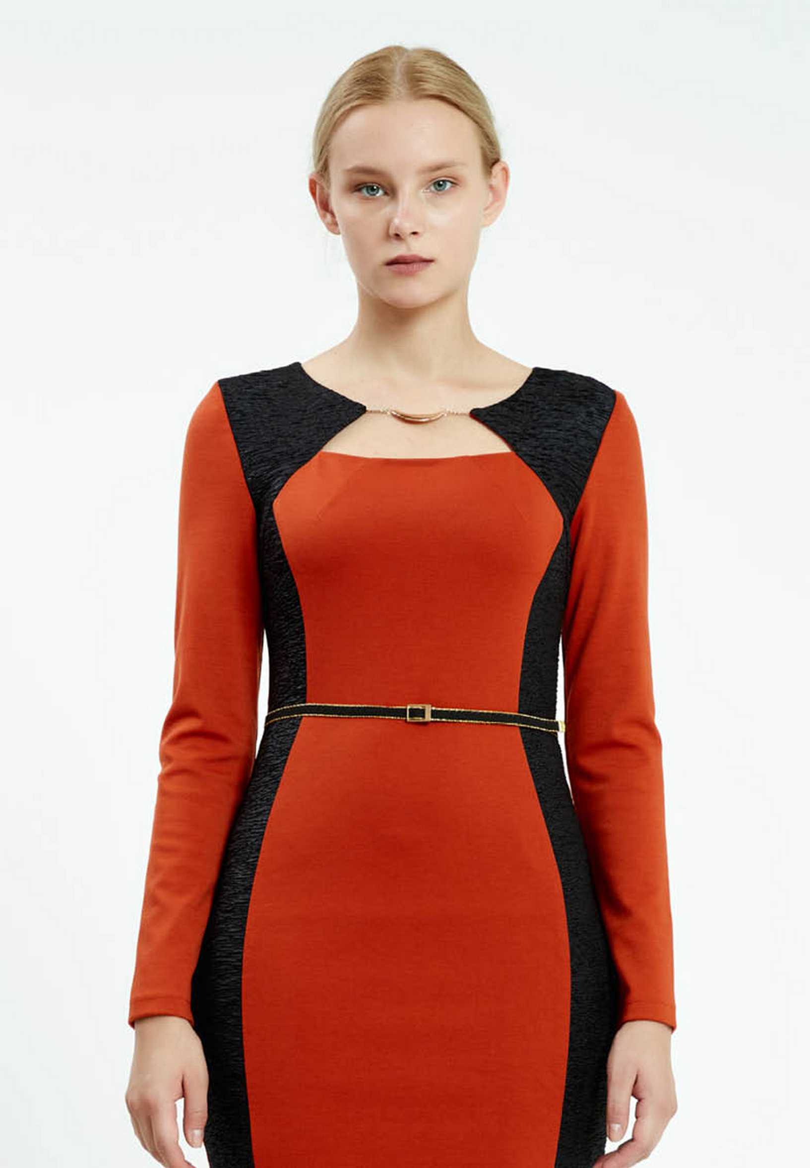 Long Sleeve Mini Lycra Column Regular Casual Dress ser17085 - Image 4