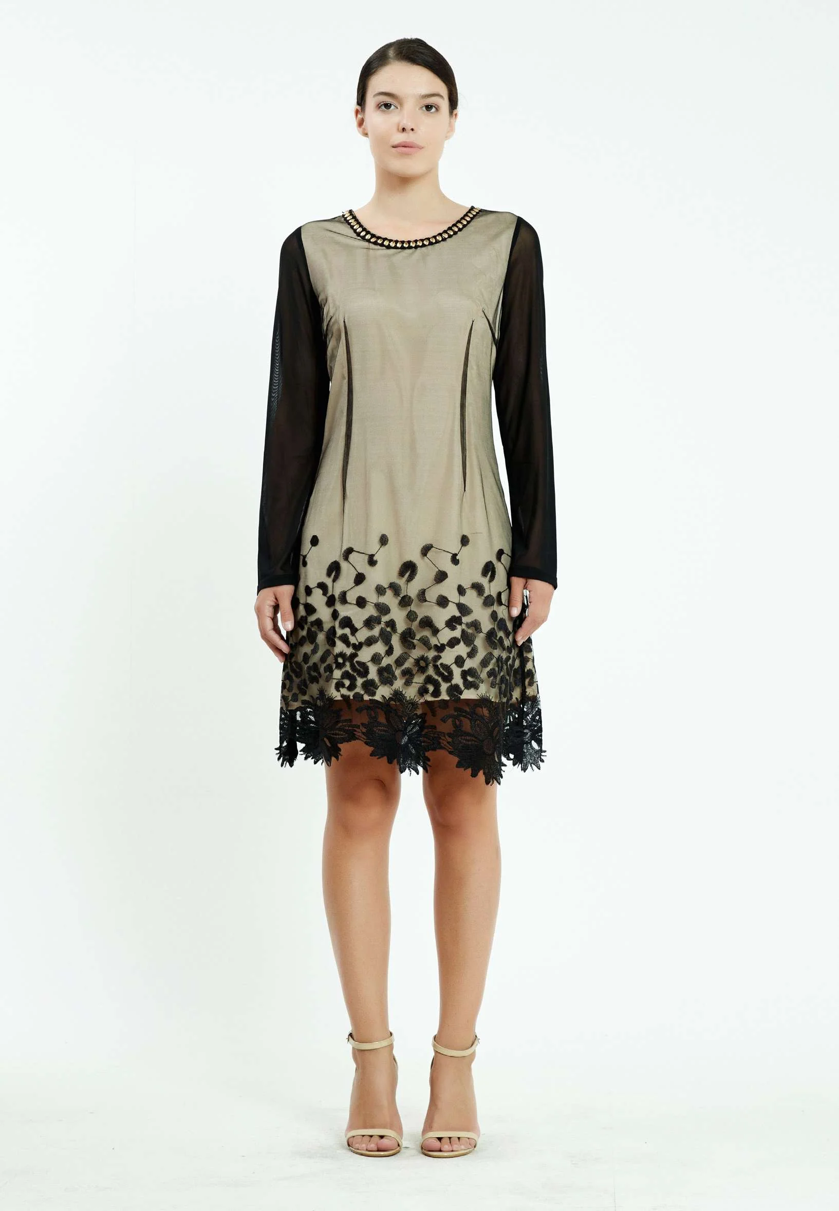 Long Sleeve Mini Tulle Column Regular Casual Dress ser18402