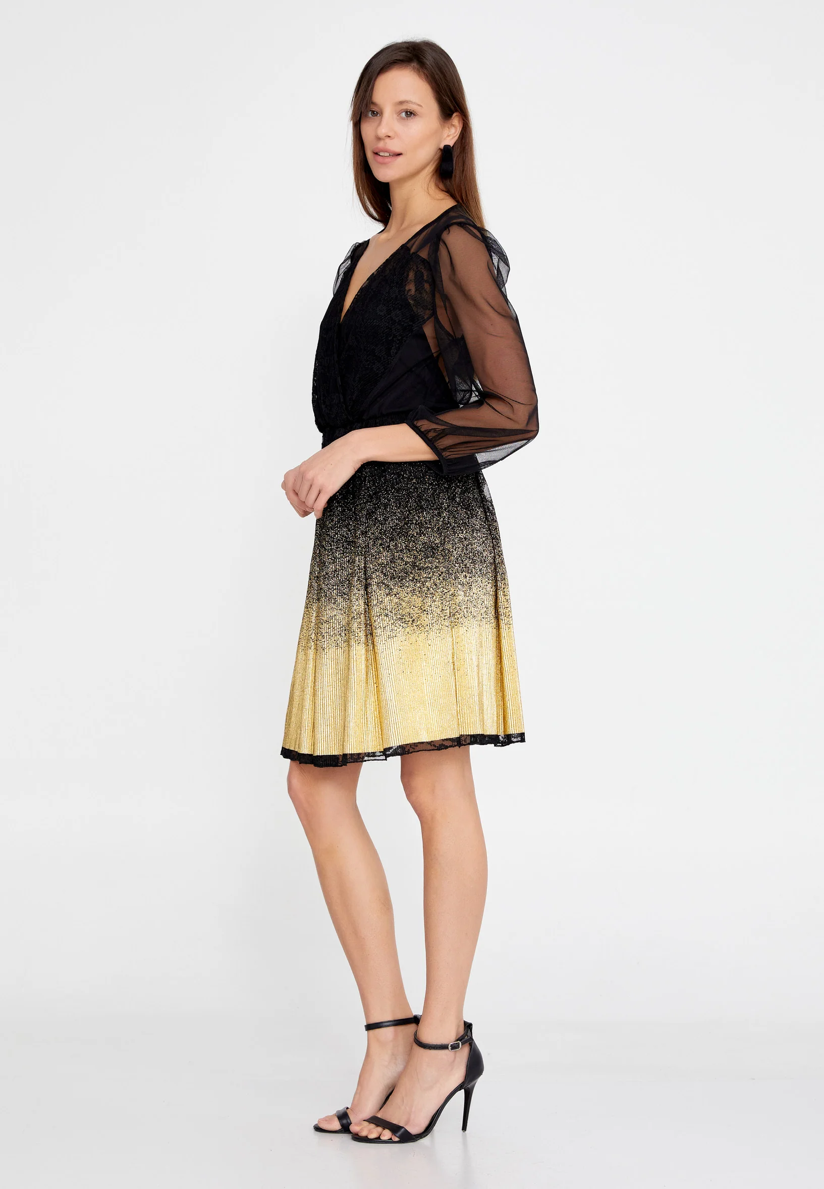 Long Sleeve Mini Tulle Column Regular Cocktail Dress esld1159 - Image 3
