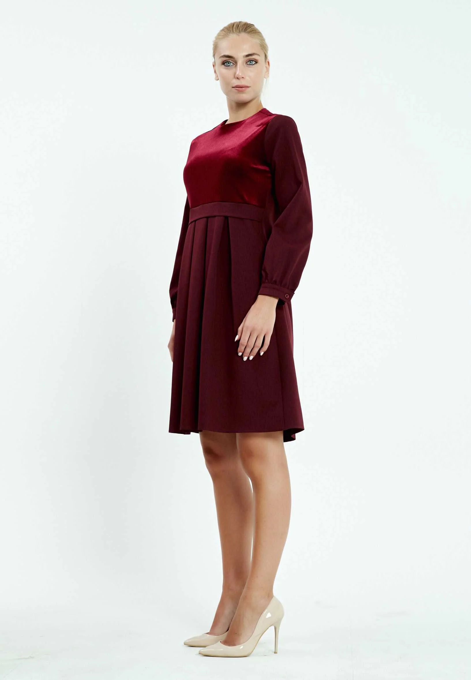 Long Sleeve Mini Velvet Column Regular Casual Dress bov1935 - Image 3