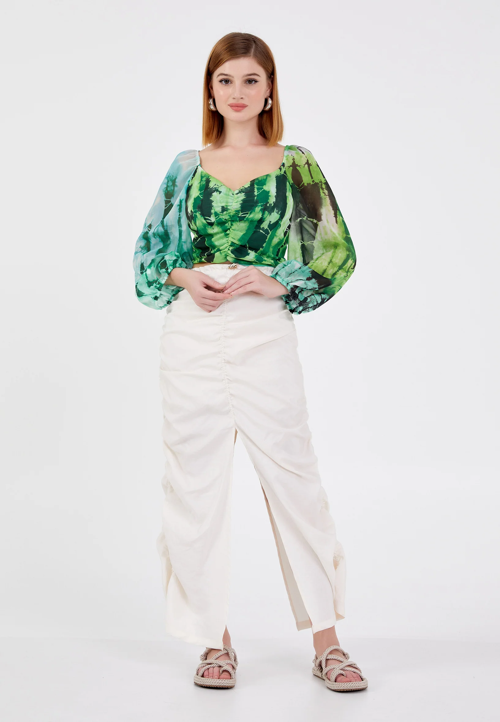 Long Sleeve Patterned Regular Blouse ber23y4116 - Image 2