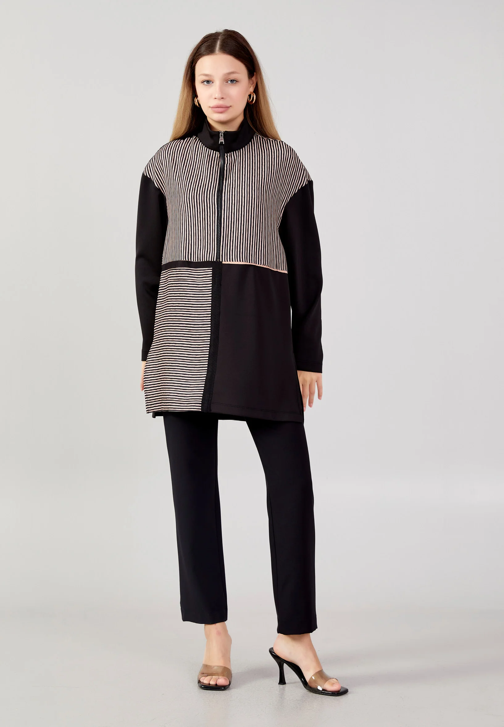 Long Sleeve Patterned Regular Tunic huk24k1064