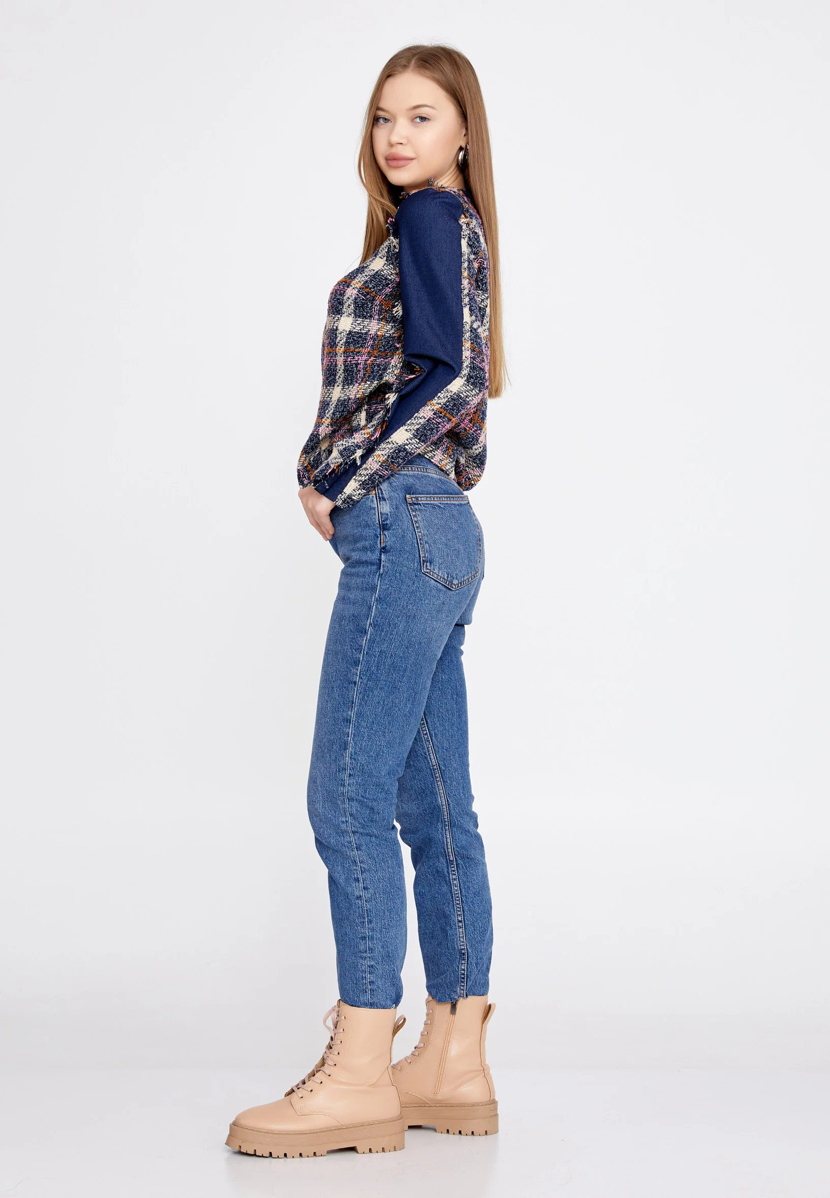 Long Sleeve Plaid Regular Blouse kmy22w10815 - Image 3