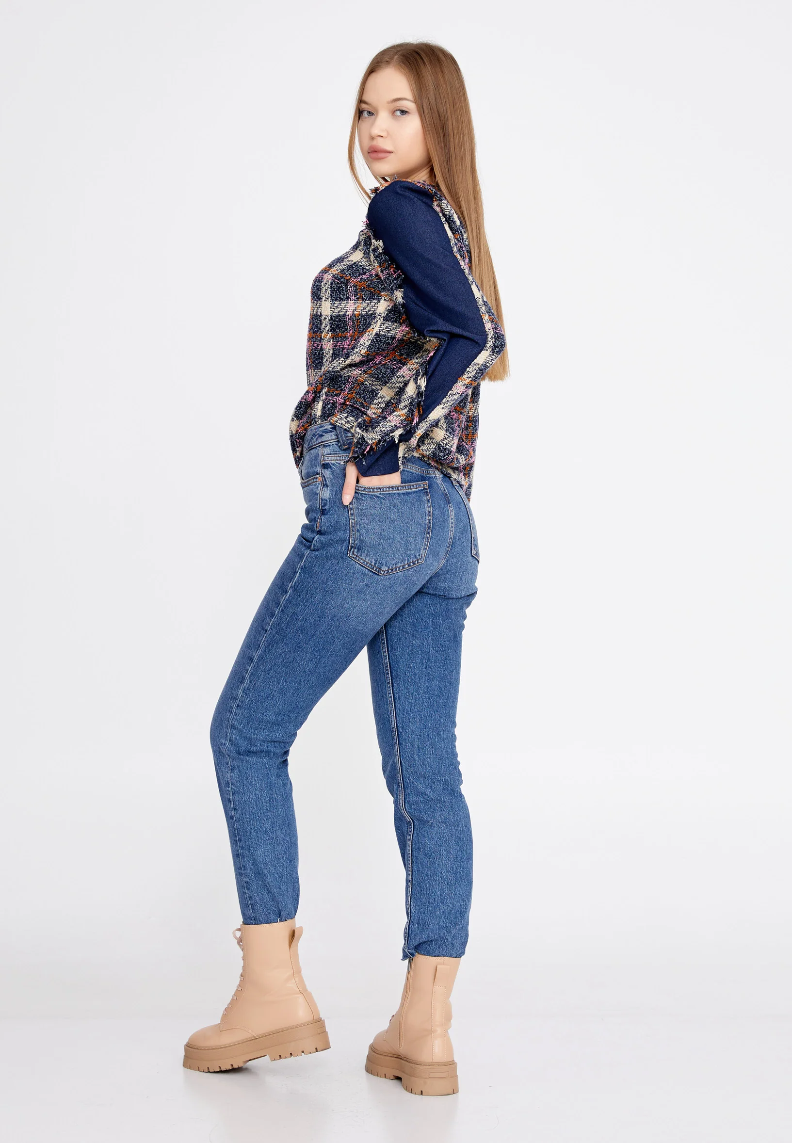 Long Sleeve Plaid Regular Blouse kmy22w10815 - Image 4