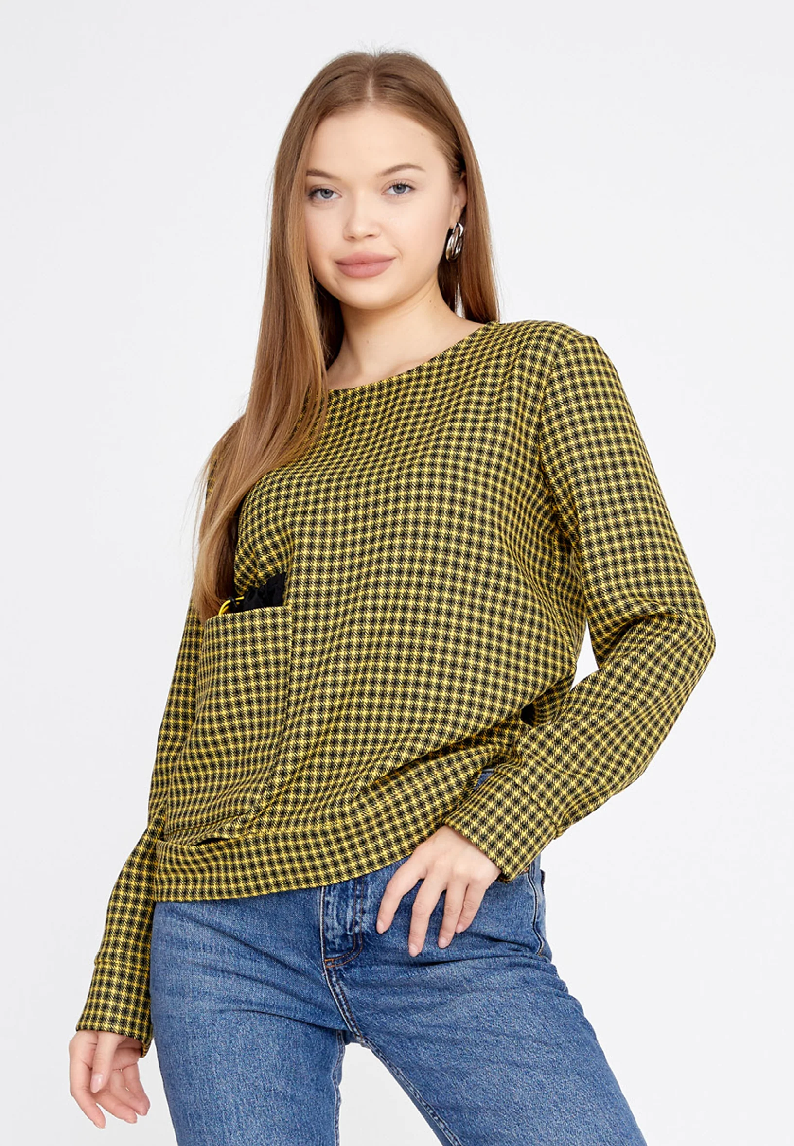 Long Sleeve Plaid Regular Blouse kmy22w10816