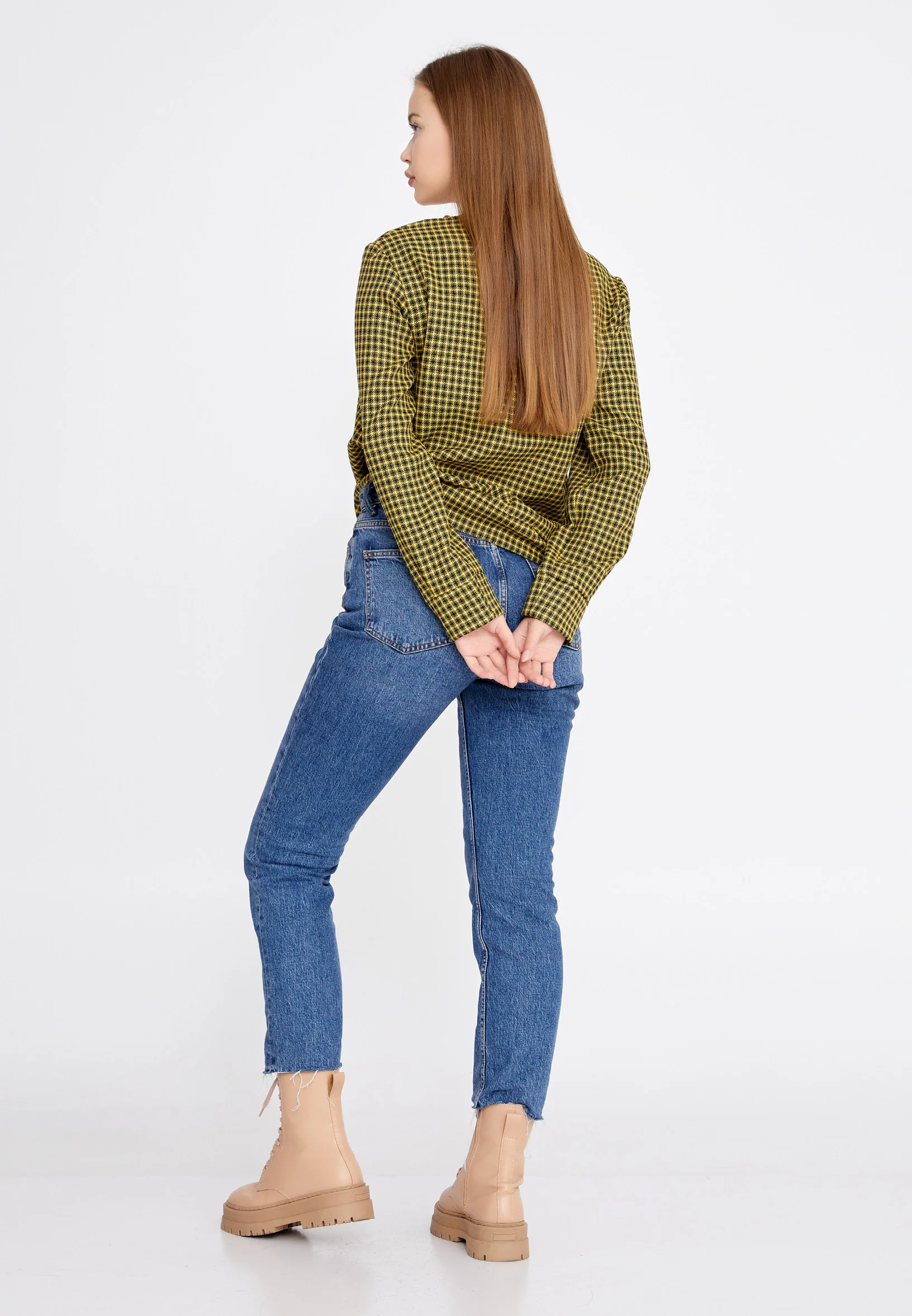 Long Sleeve Plaid Regular Blouse kmy22w10816 - Image 4