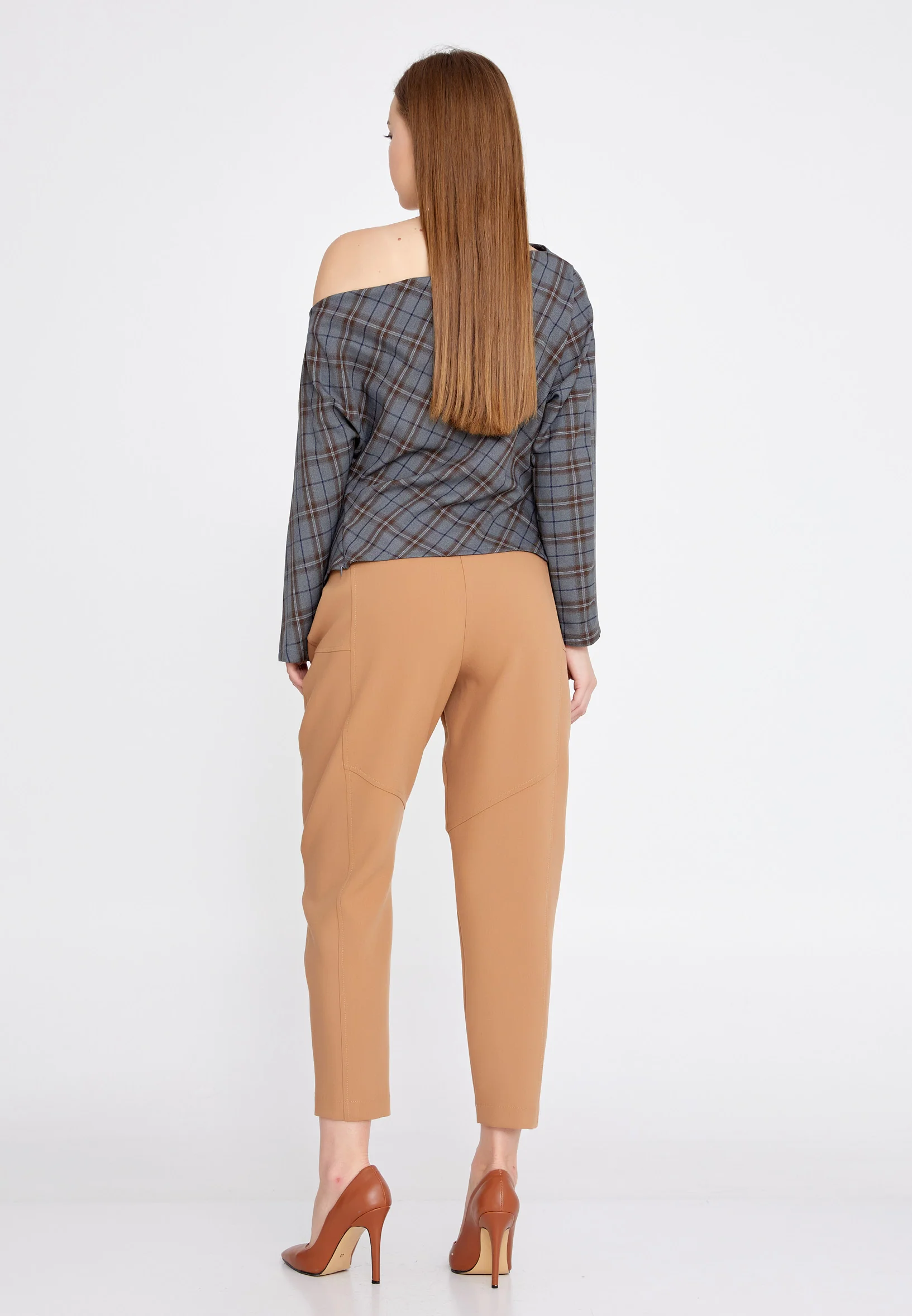 Long Sleeve Plaid Regular Blouse kmy22w10818 - Image 2