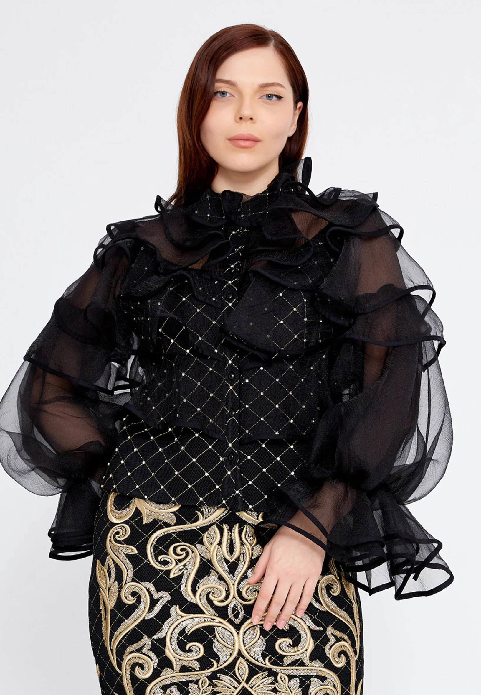 Long Sleeve Plus Size Suit crm22sel7714-b