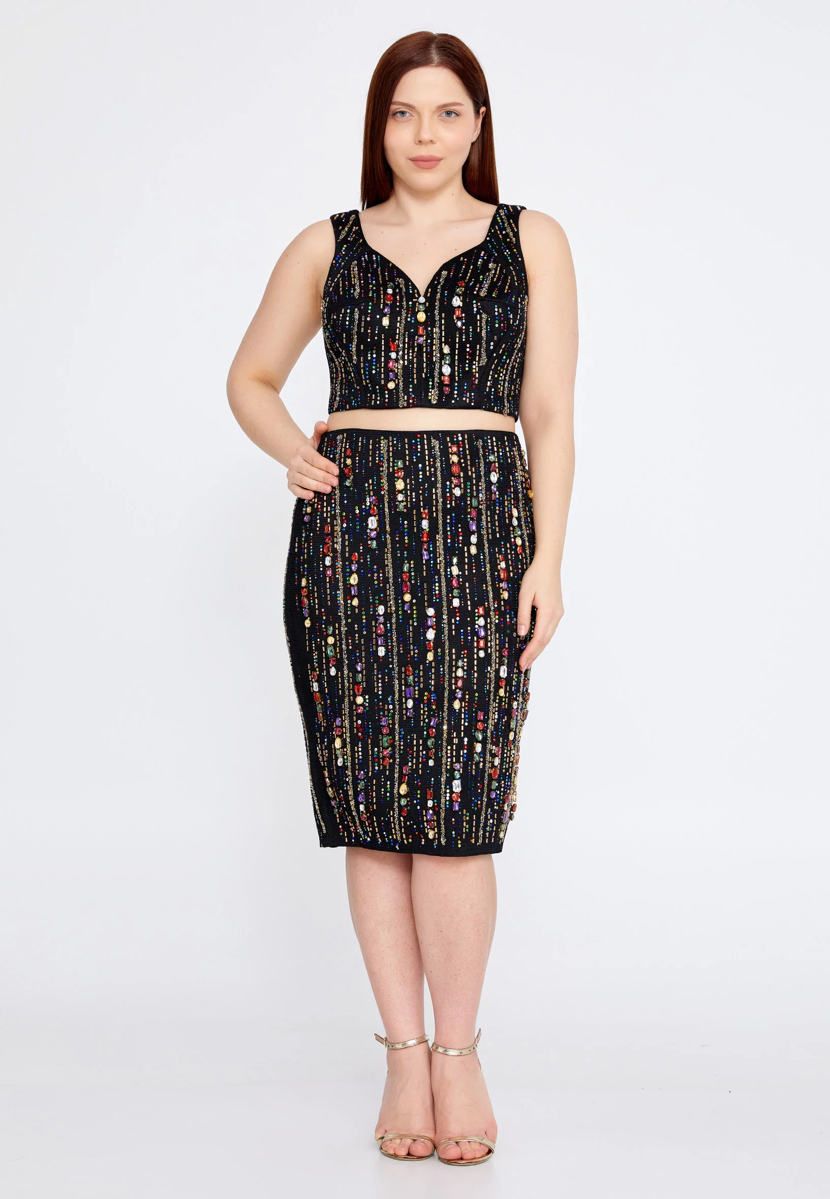 Long Sleeve Polyester Plus Size Three-Piece Outfit crm5833-b - Image 5