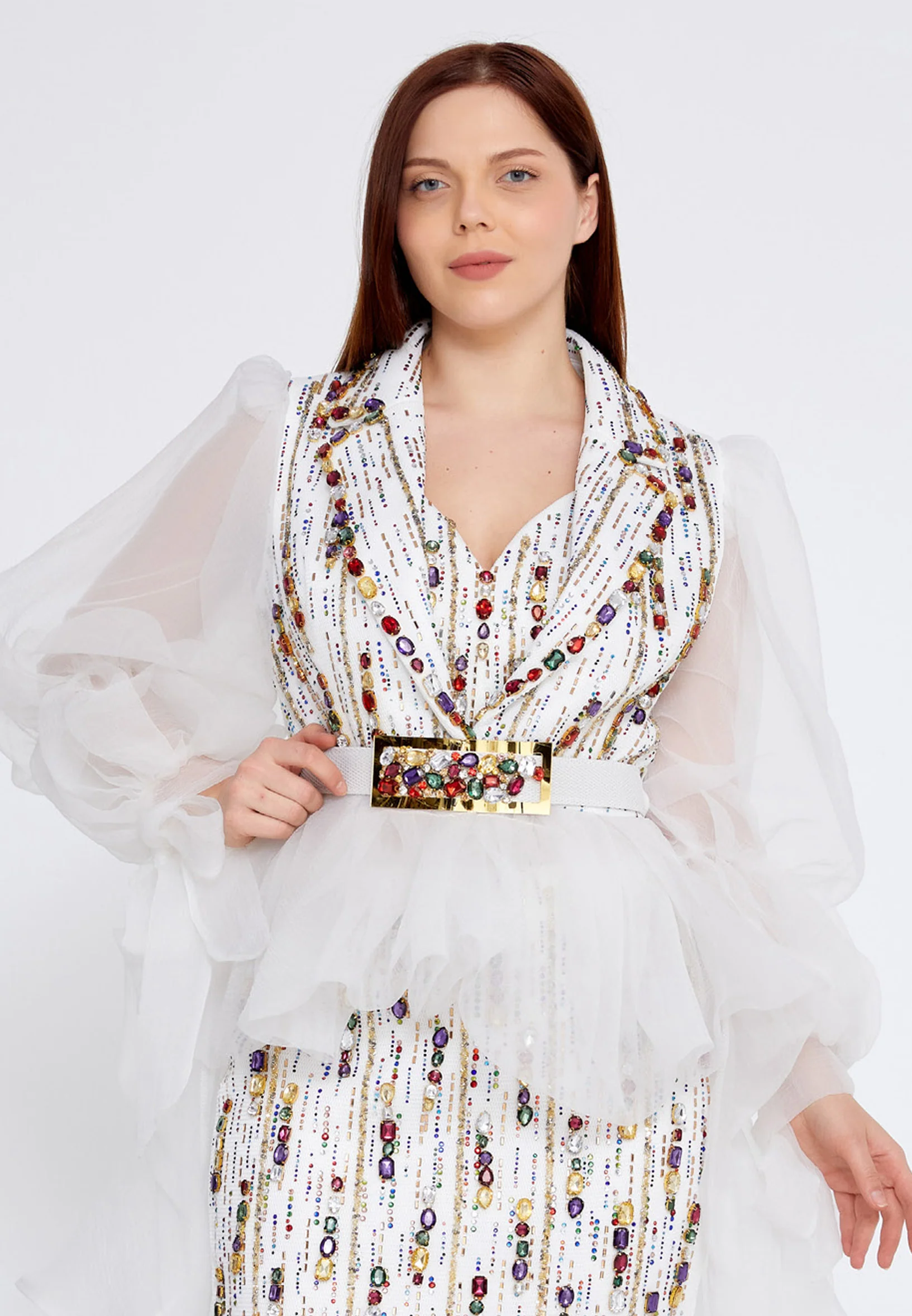 Long Sleeve Polyester Plus Size Three-Piece Outfit crm5833-b - Image 6