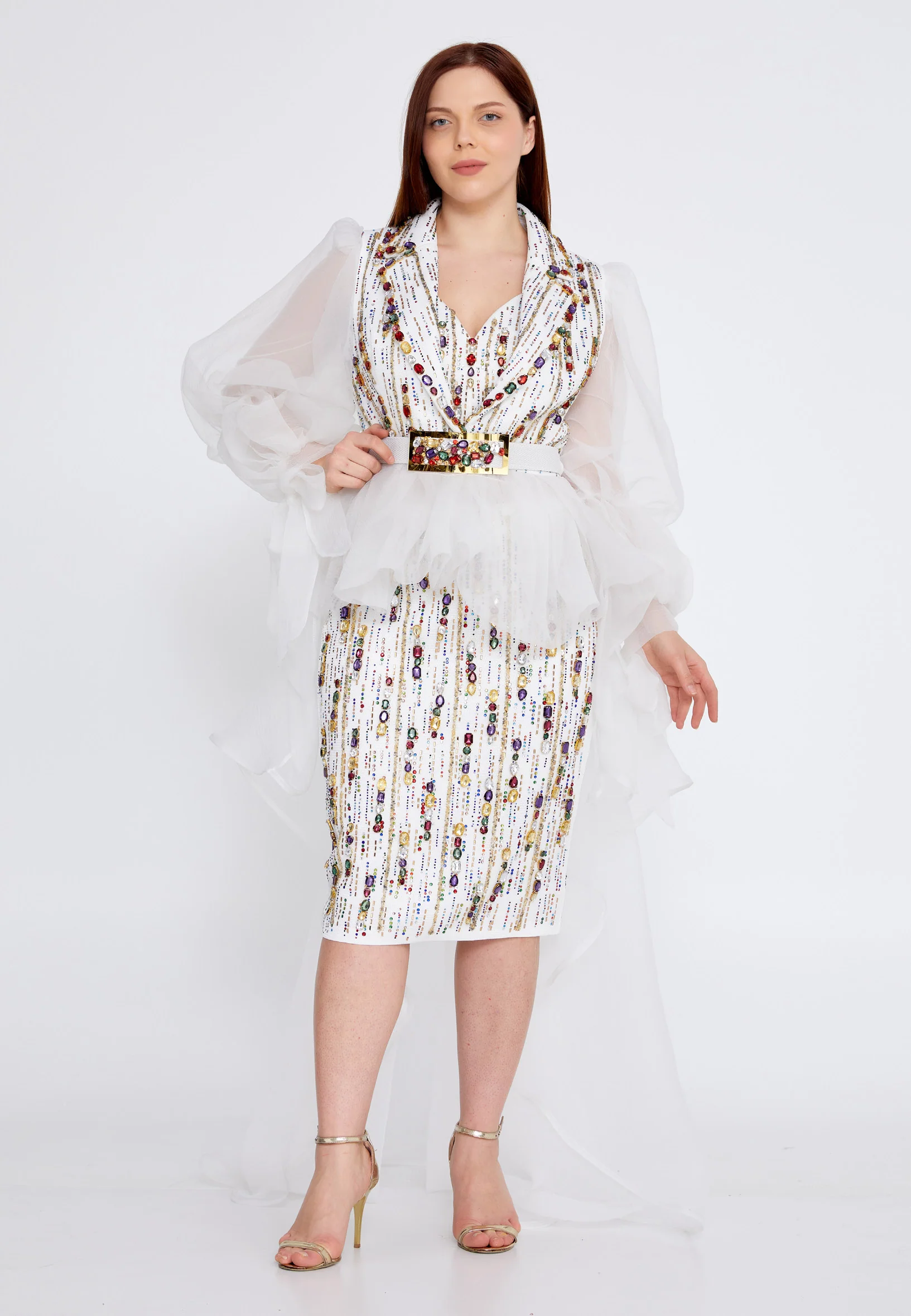 Long Sleeve Polyester Plus Size Three-Piece Outfit crm5833-b - Image 7