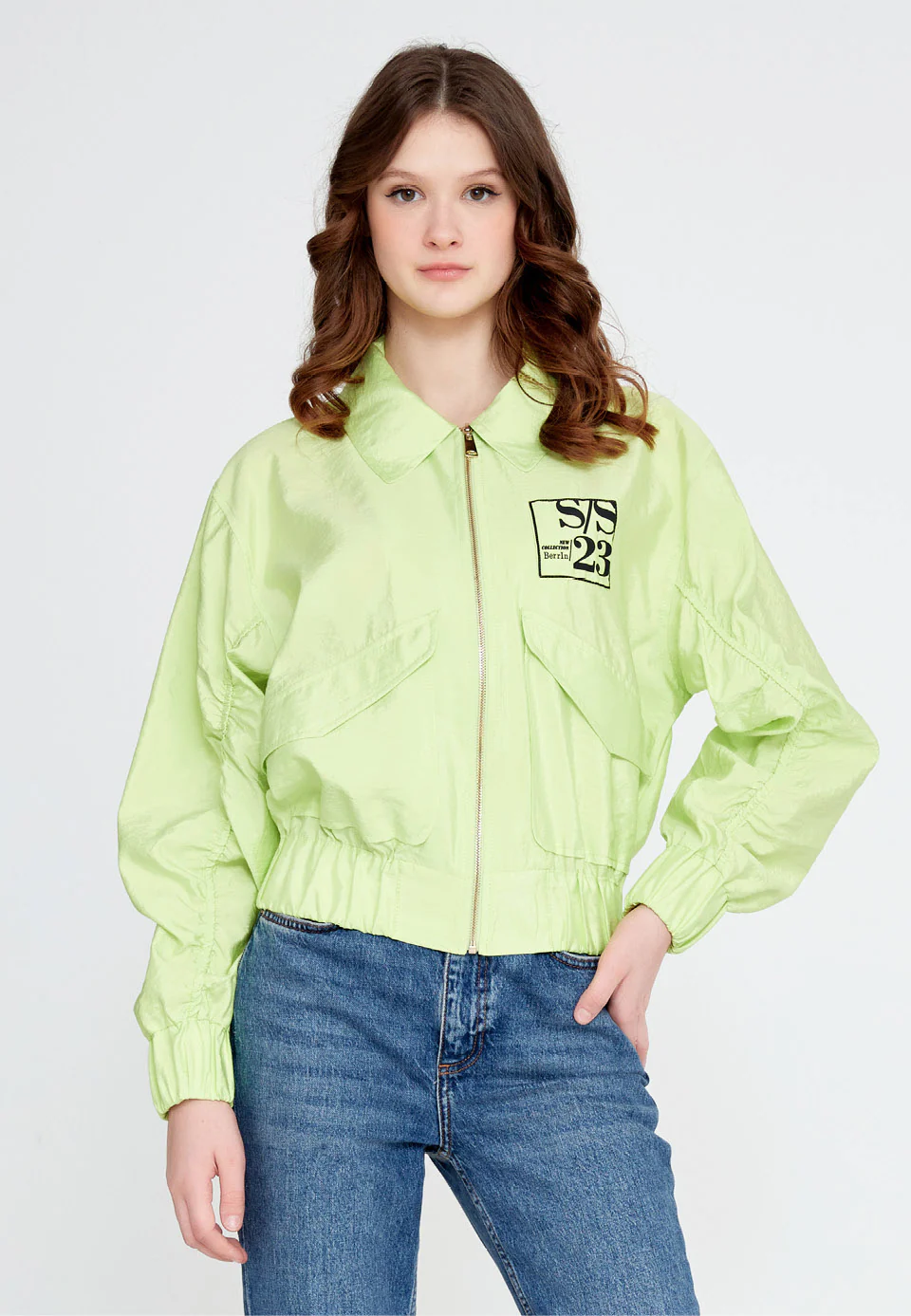 Long Sleeve Polyester Printed Regular Jacket ber23y8101
