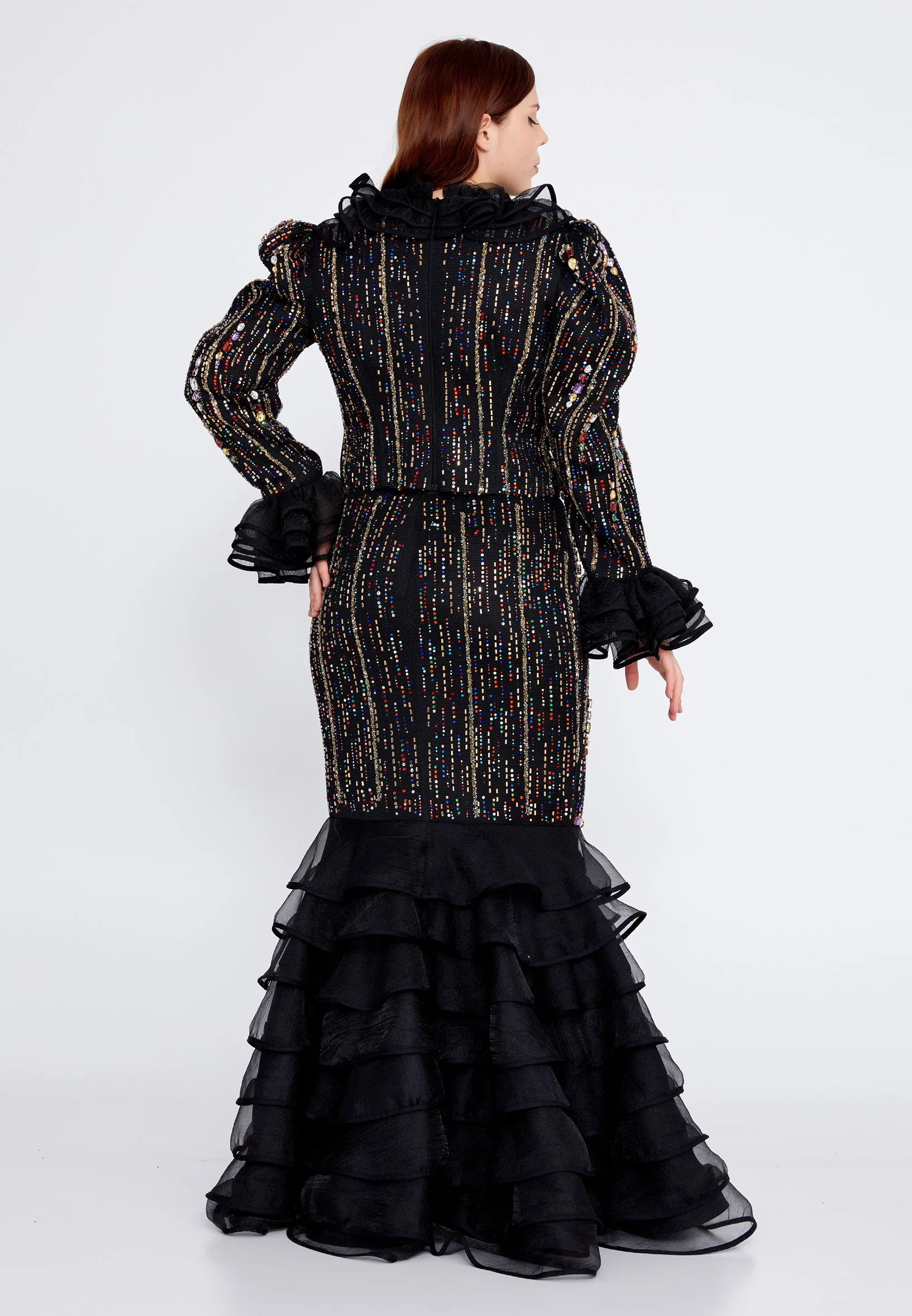 Long Sleeve Polyester Solid Color Plus Size Two-Piece Outfit crm22sel5829-1 - Image 3