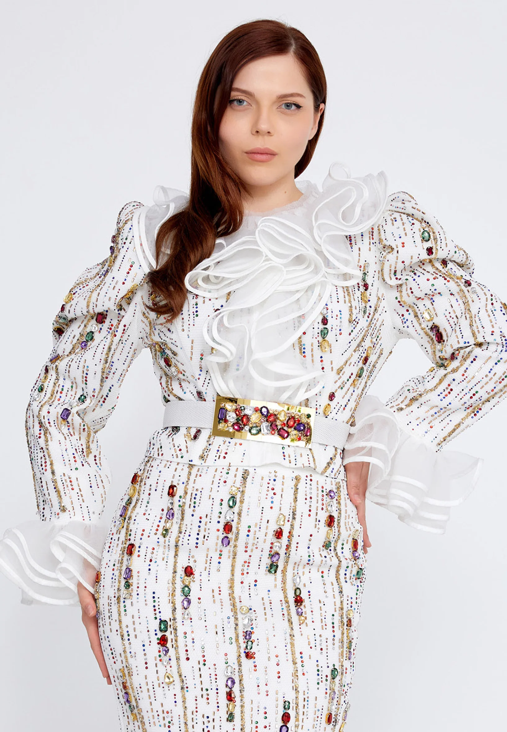 Long Sleeve Polyester Solid Color Plus Size Two-Piece Outfit crm22sel5829-1 - Image 5