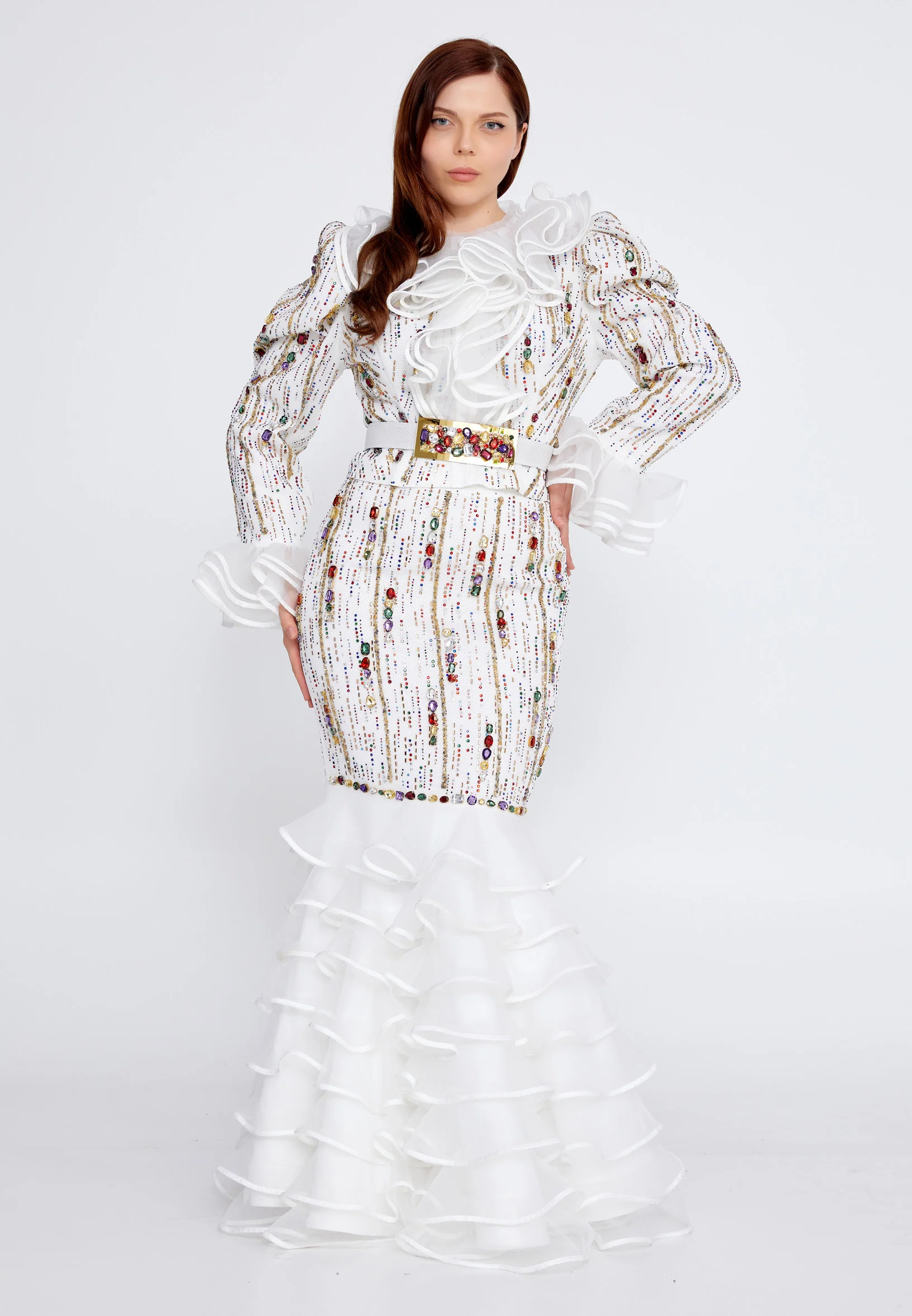 Long Sleeve Polyester Solid Color Plus Size Two-Piece Outfit crm22sel5829-1 - Image 6