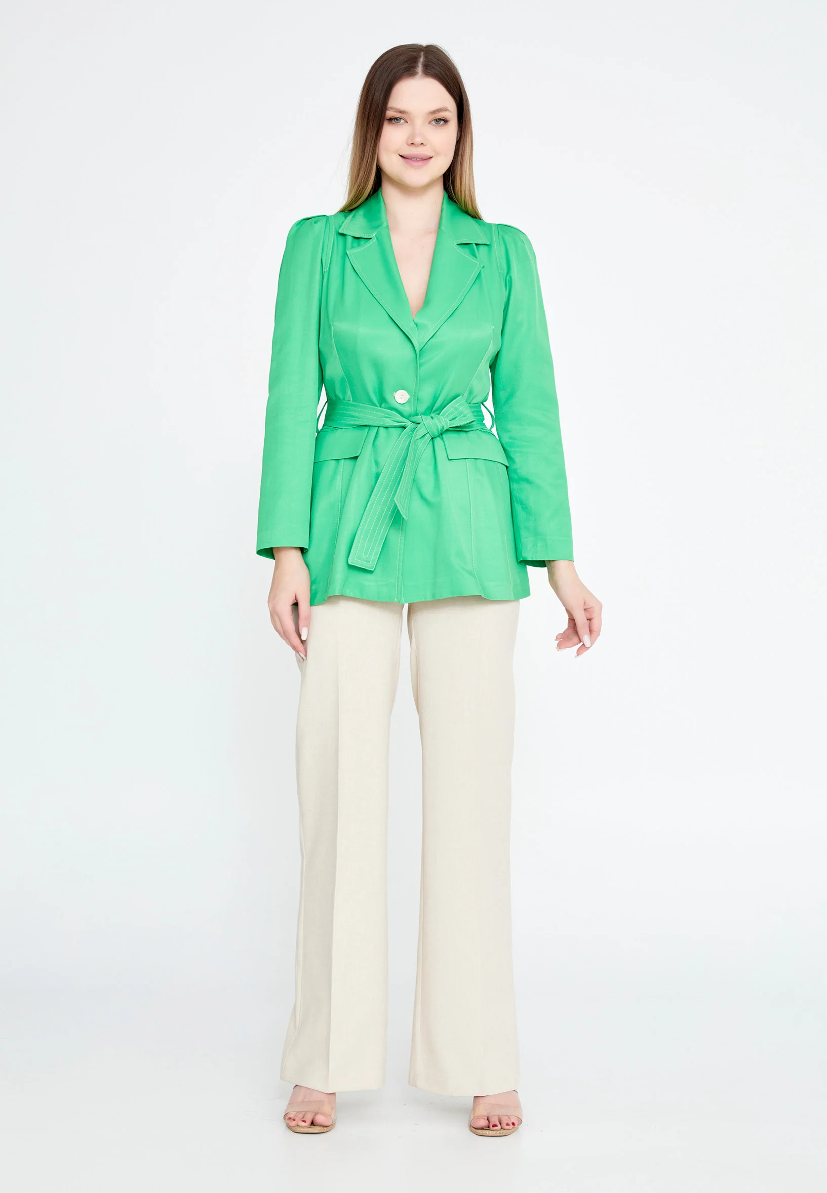 Long Sleeve Polyester Solid Color Regular Jacket ber23y1107 - Image 2
