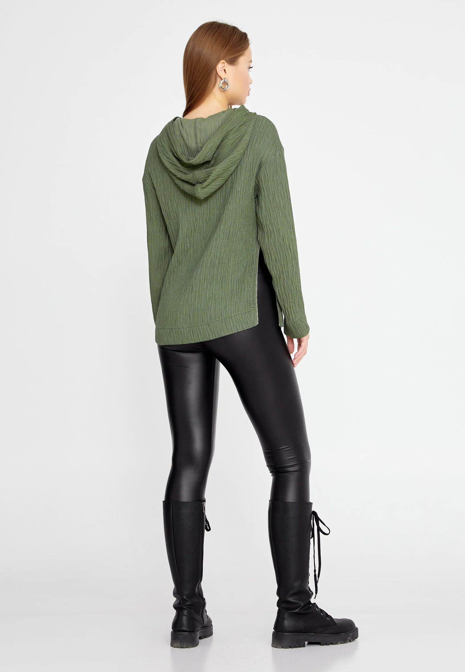 Long Sleeve Polyester Solid Color Regular Sweater kmy22w10847 - Image 3
