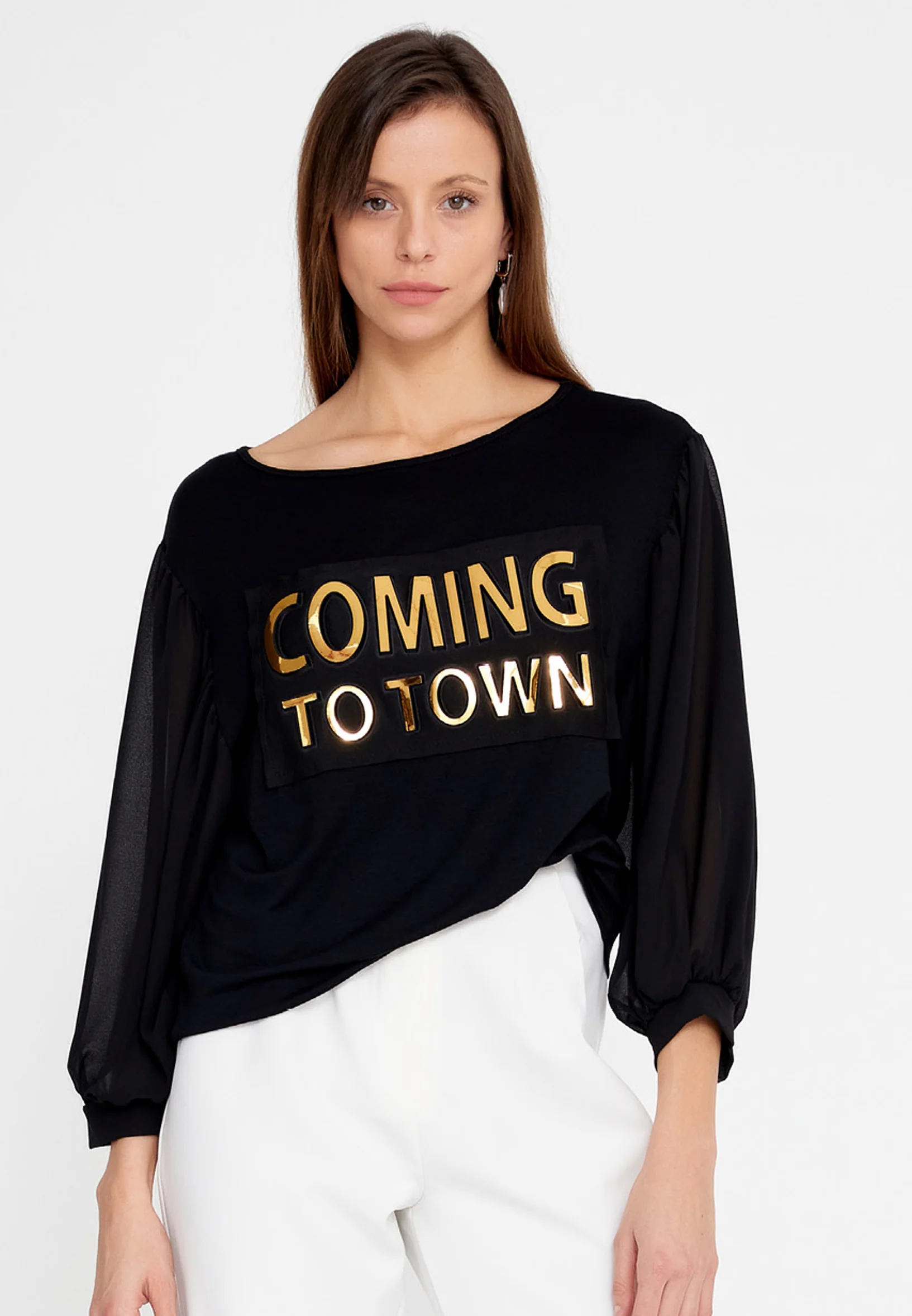 Long Sleeve Printed Regular Blouse sea3679