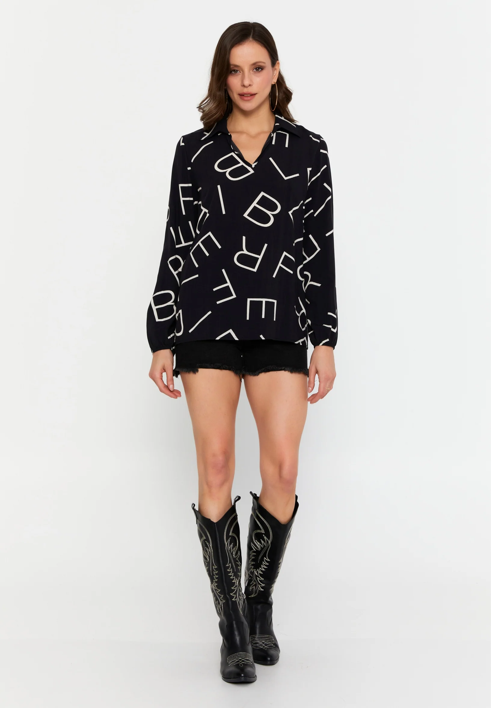 Long Sleeve Printed Regular Blouse sea6500 - Image 2