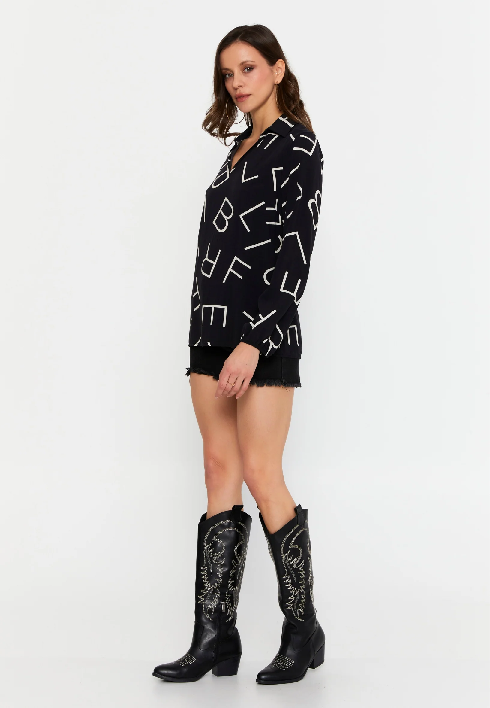 Long Sleeve Printed Regular Blouse sea6500 - Image 4