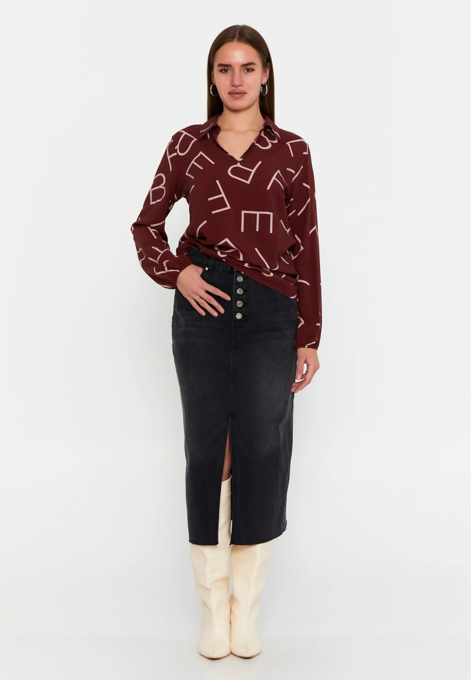 Long Sleeve Printed Regular Blouse sea6500 - Image 6