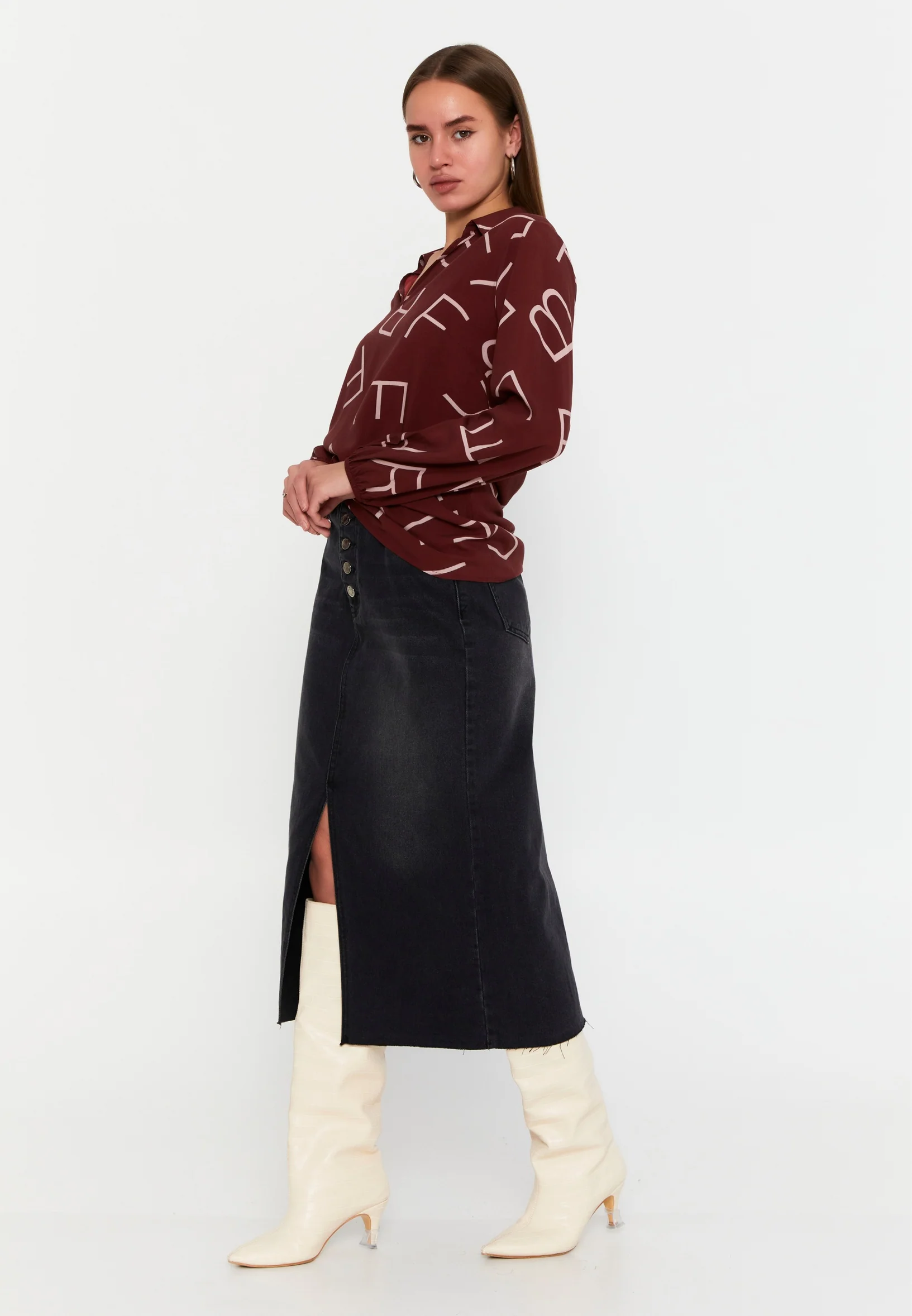 Long Sleeve Printed Regular Blouse sea6500 - Image 8