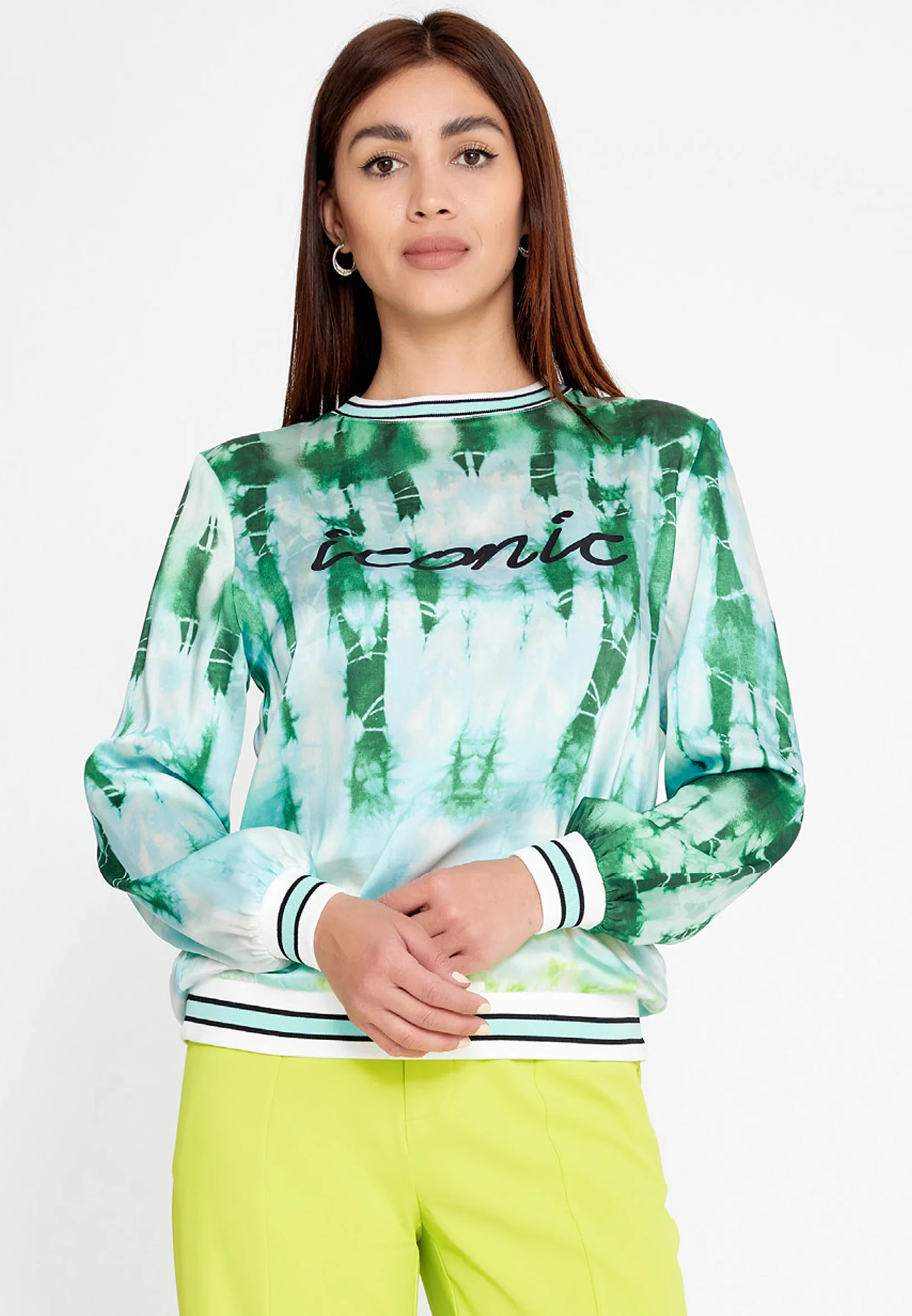 Long Sleeve Satin Patterned Regular Sweater ber23y7106