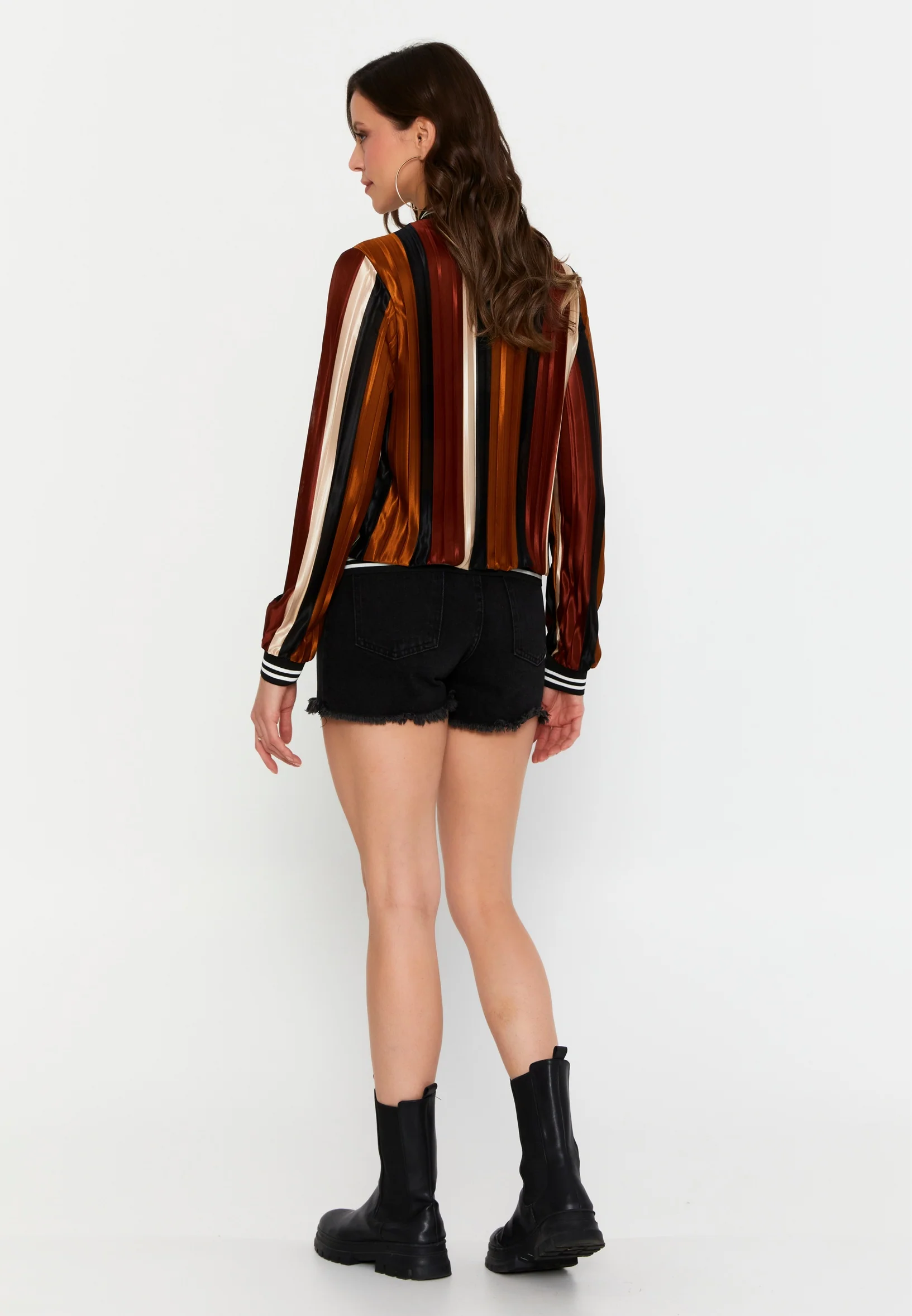 Long Sleeve Satin Regular Cardigan sea6348 - Image 3