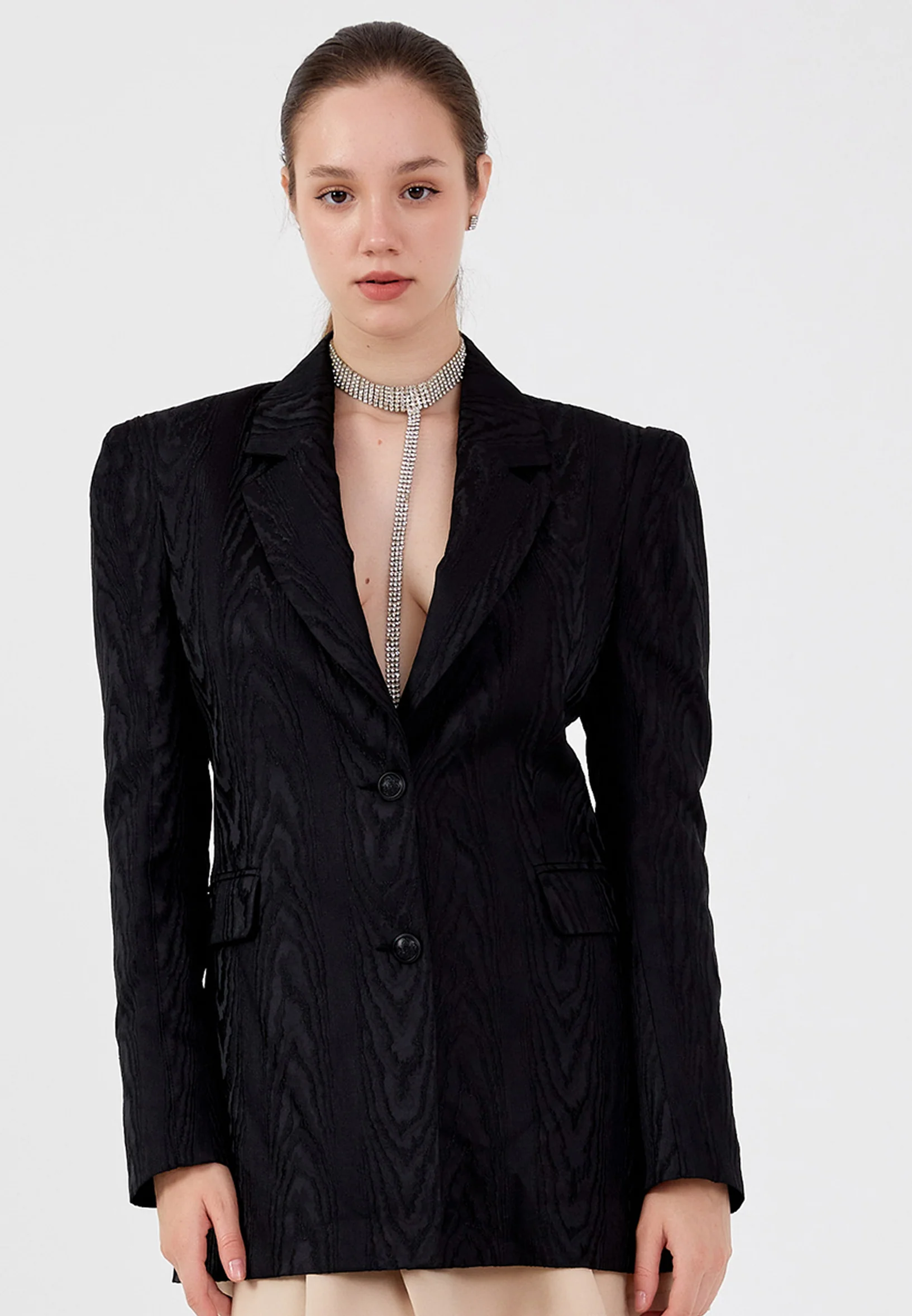 Long Sleeve Satin Solid Color Regular Jacket ber23k1121