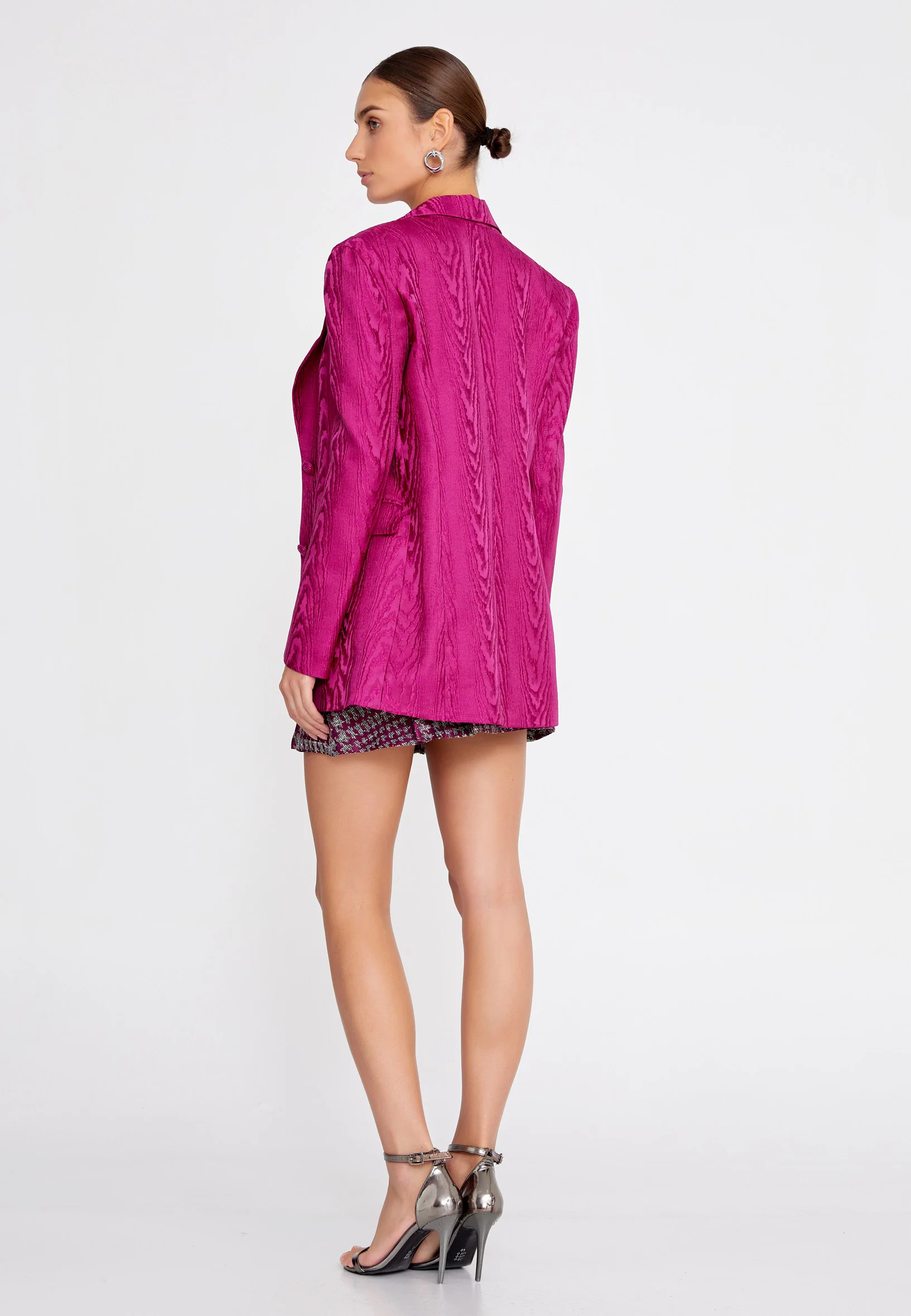 Long Sleeve Satin Solid Color Regular Jacket ber23k1121 - Image 10