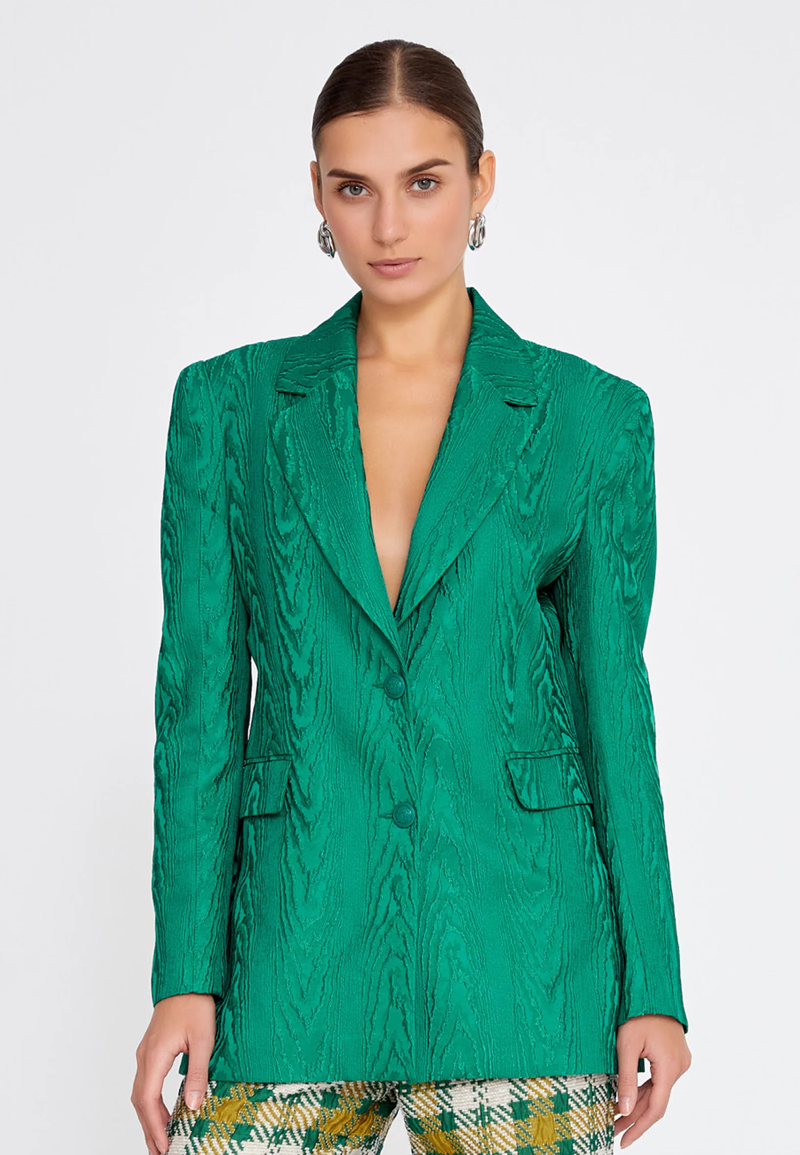 Long Sleeve Satin Solid Color Regular Jacket ber23k1121 - Image 12