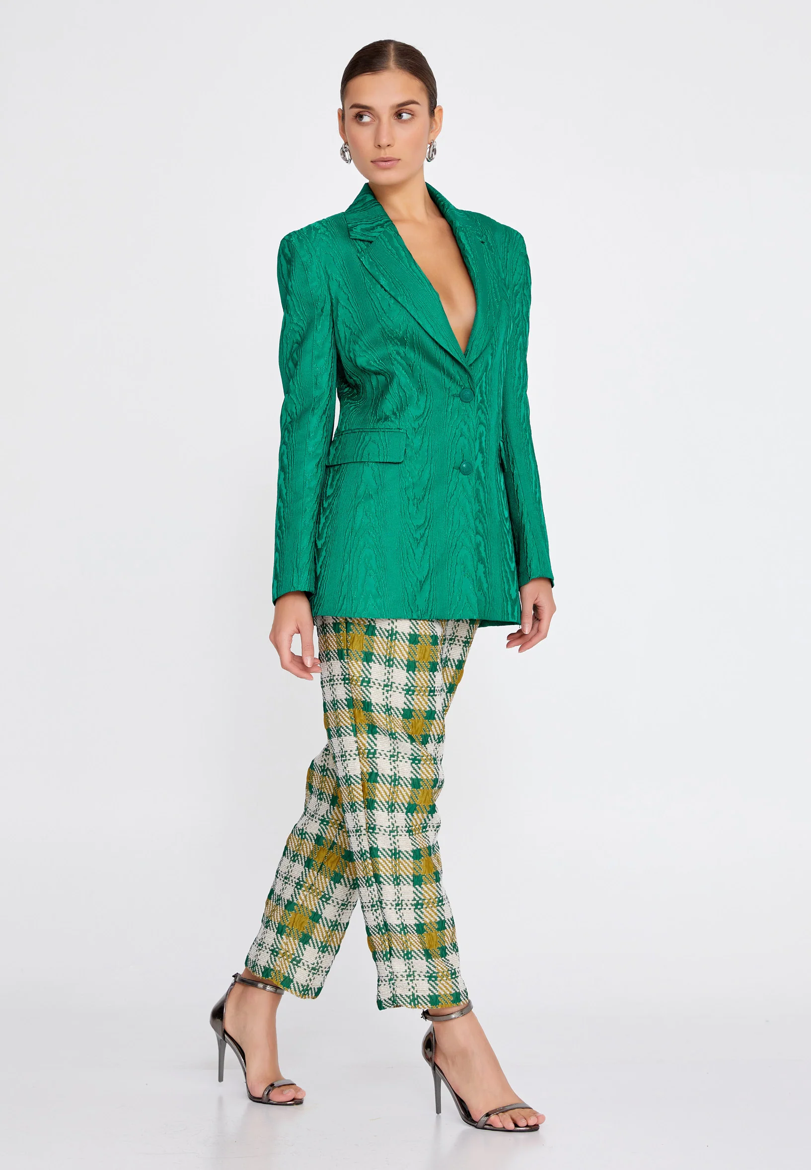 Long Sleeve Satin Solid Color Regular Jacket ber23k1121 - Image 15