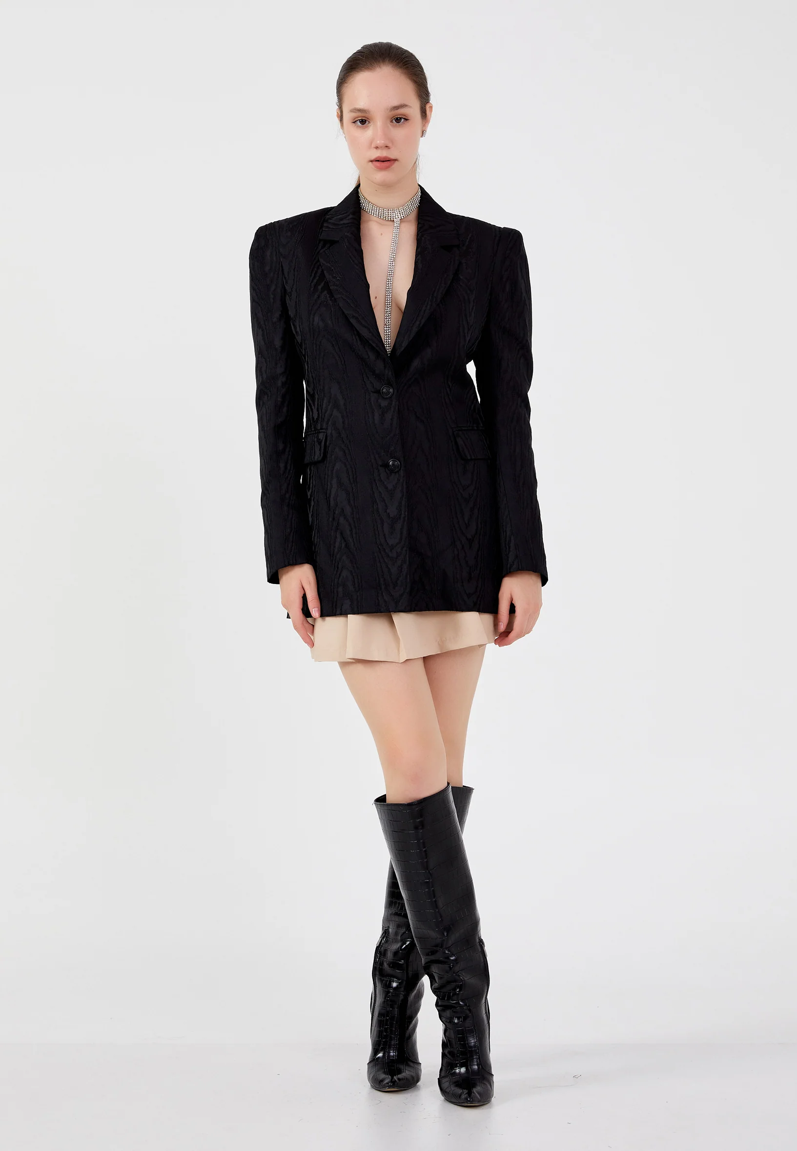 Long Sleeve Satin Solid Color Regular Jacket ber23k1121 - Image 2