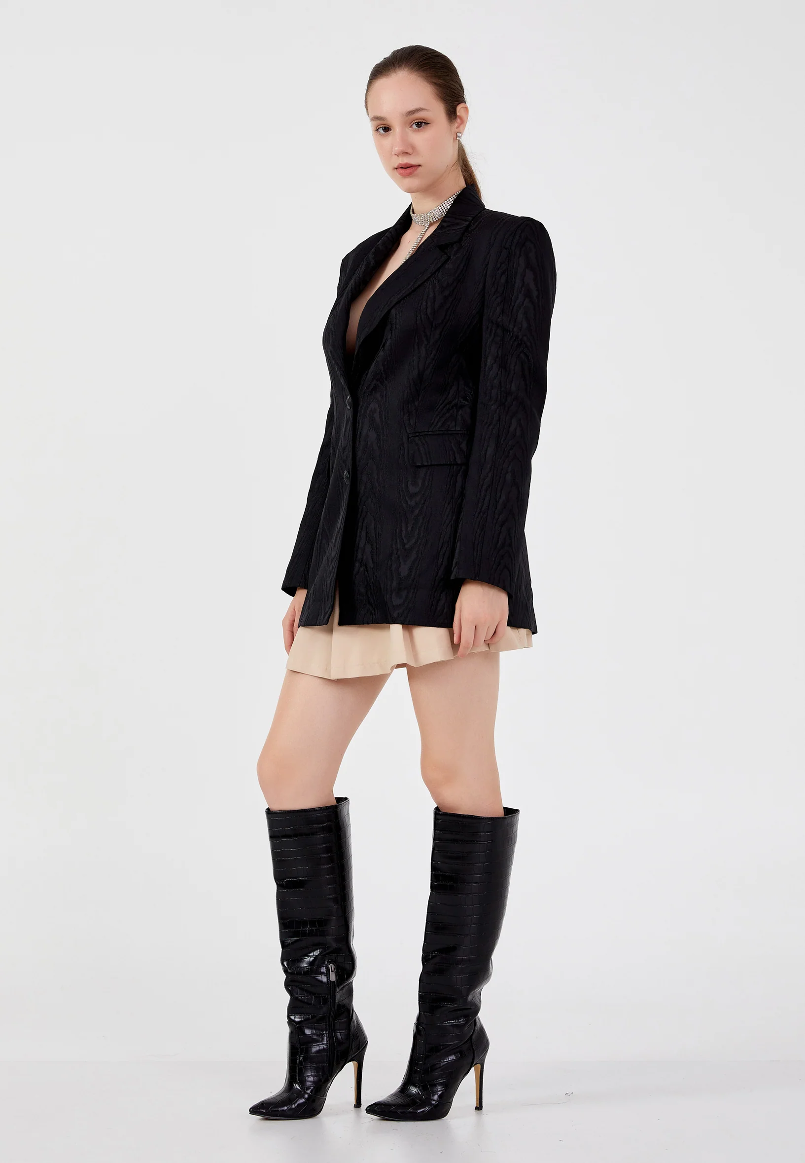 Long Sleeve Satin Solid Color Regular Jacket ber23k1121 - Image 4