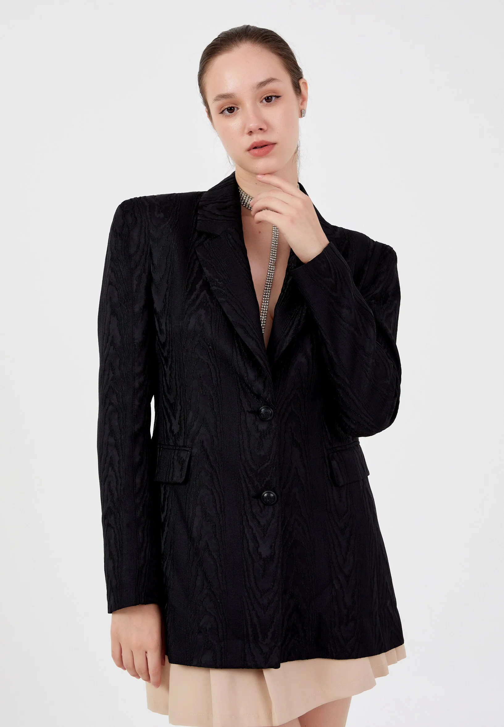 Long Sleeve Satin Solid Color Regular Jacket ber23k1121 - Image 6