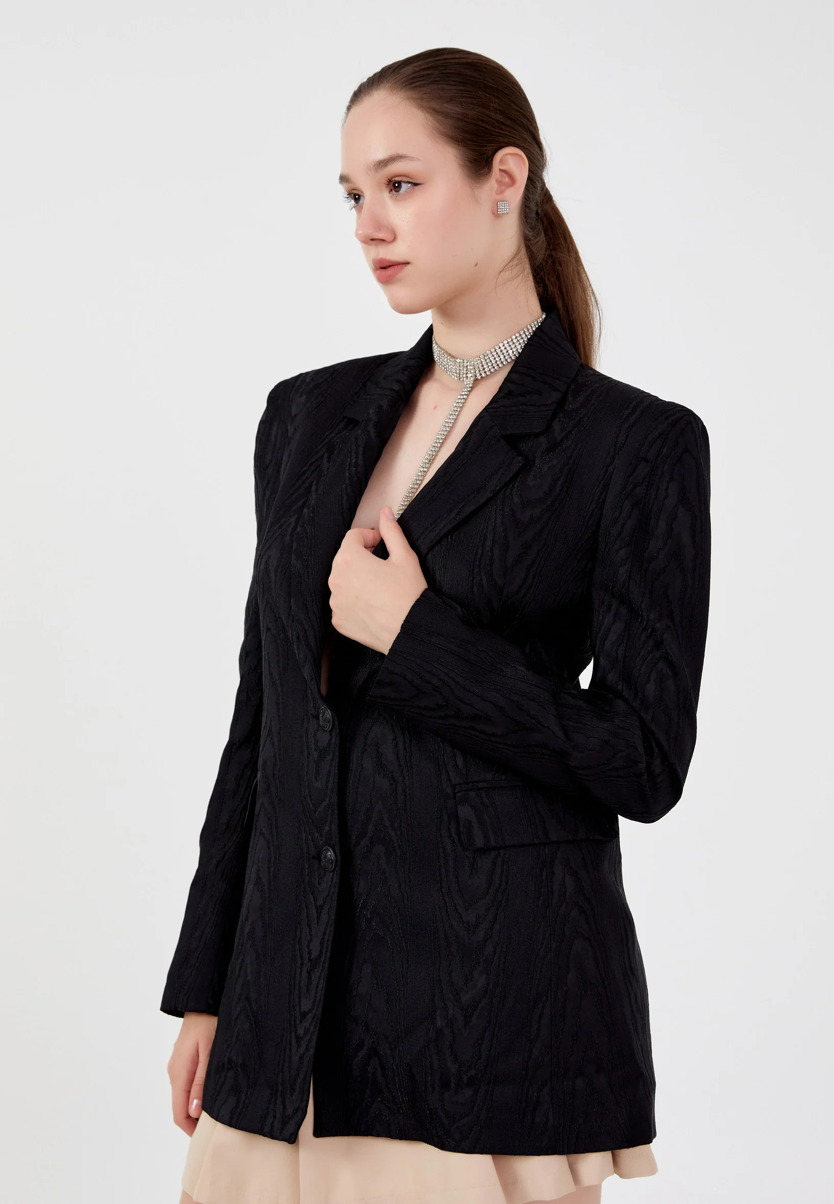 Long Sleeve Satin Solid Color Regular Jacket ber23k1121 - Image 7