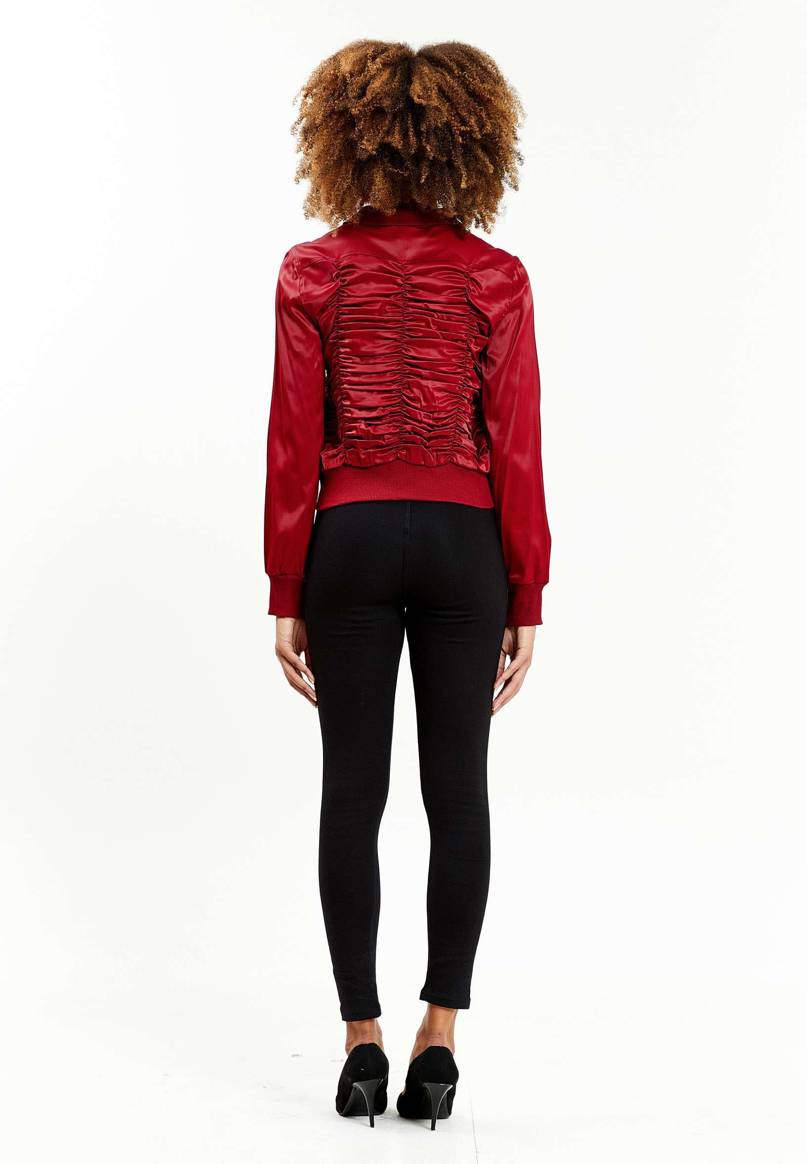 Long Sleeve Satin Solid Color Regular Jacket sers5556 - Image 8