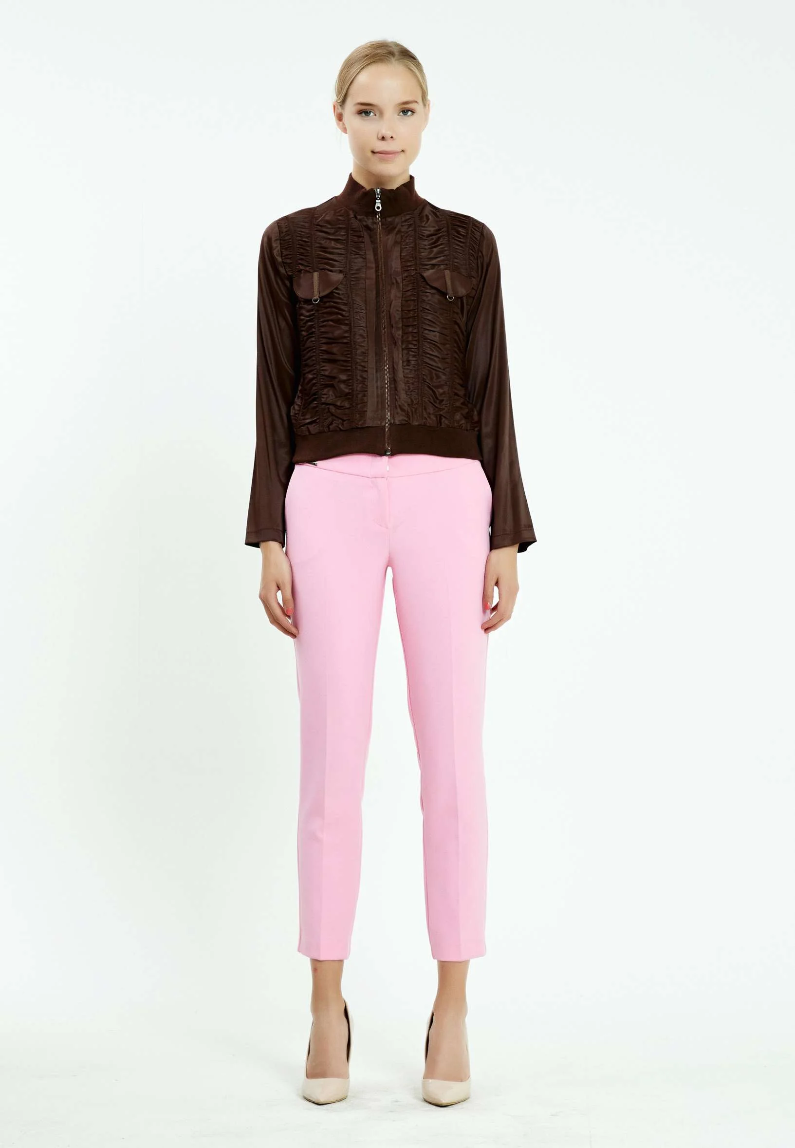 Long Sleeve Satin Solid Color Regular Jacket sers5561 - Image 2