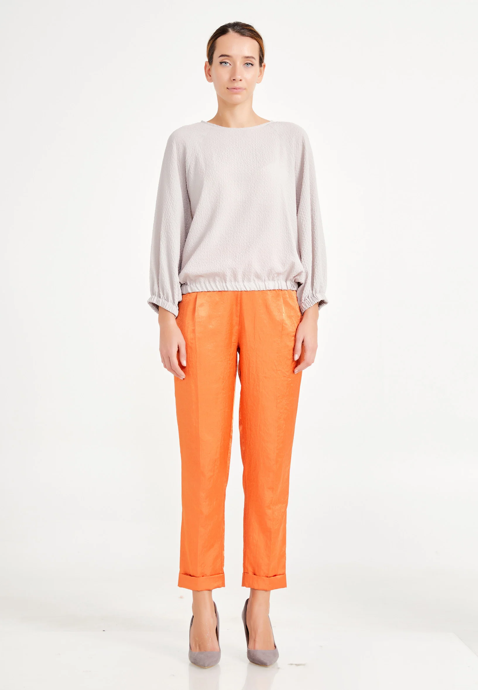 Long Sleeve Solid Color Regular Blouse ber20y4126 - Image 2