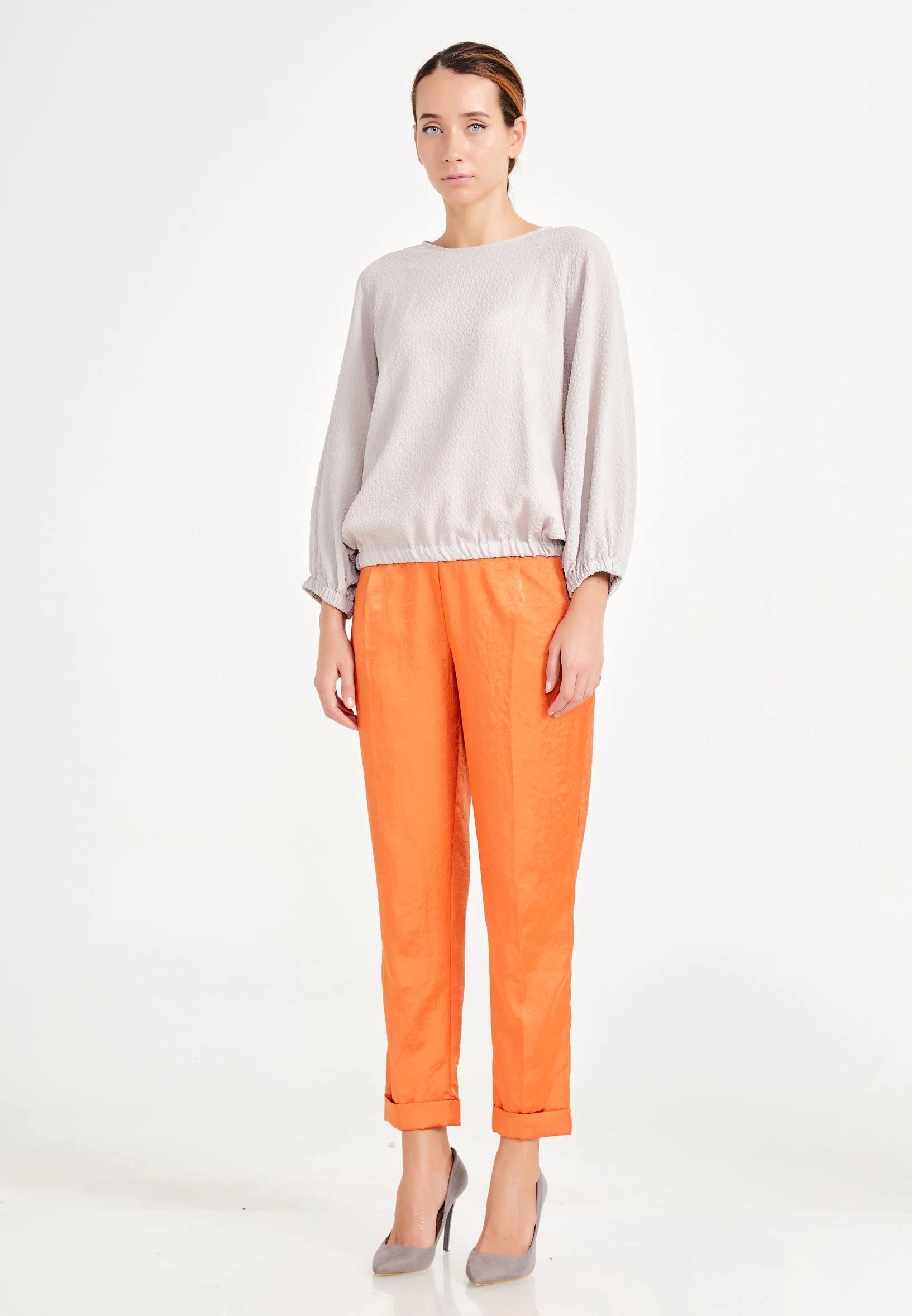 Long Sleeve Solid Color Regular Blouse ber20y4126 - Image 3