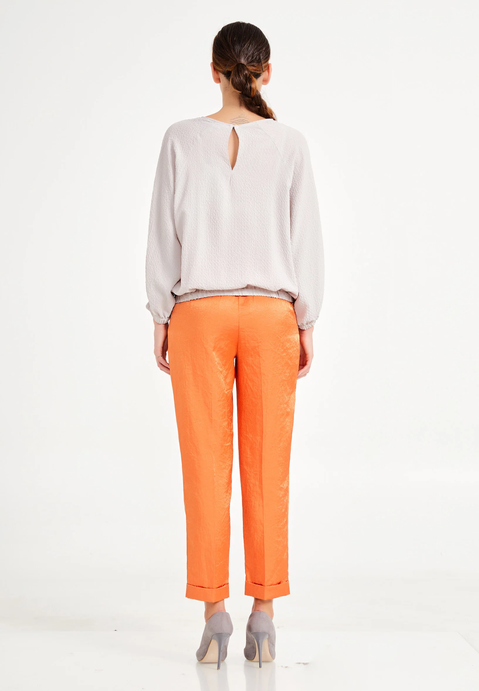 Long Sleeve Solid Color Regular Blouse ber20y4126 - Image 4