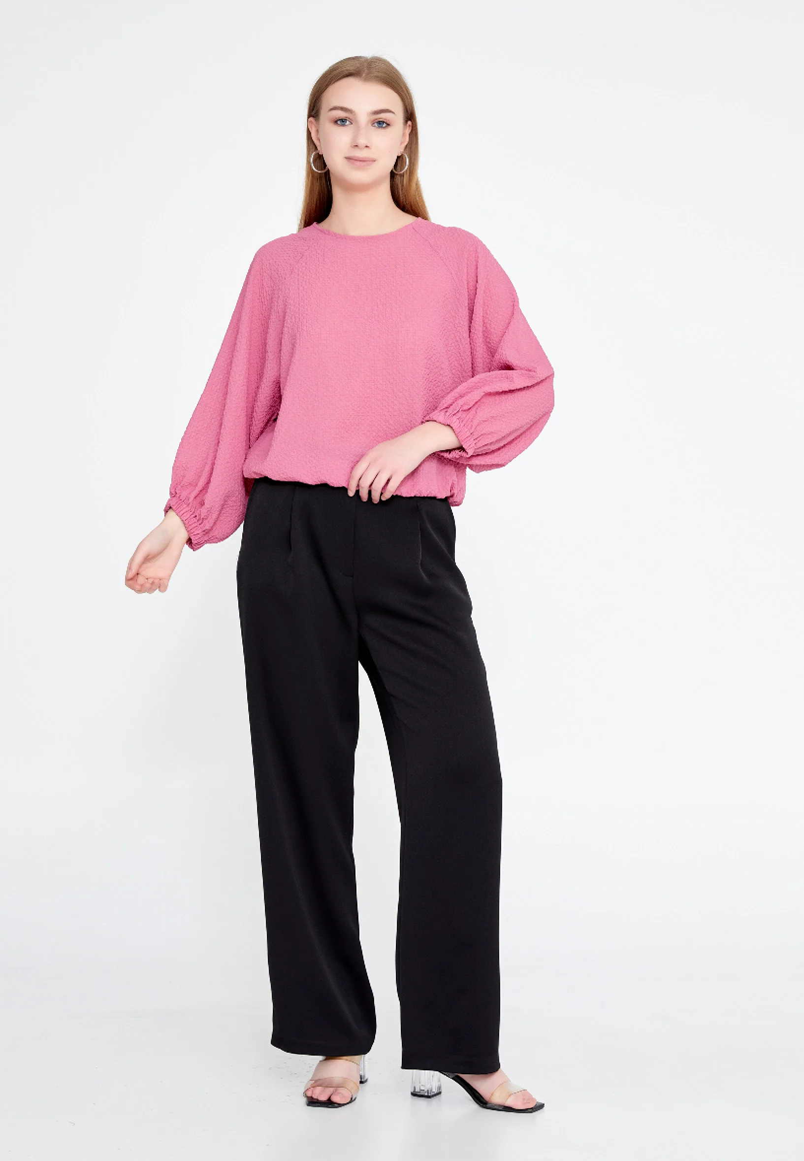 Long Sleeve Solid Color Regular Blouse ber20y4126 - Image 6