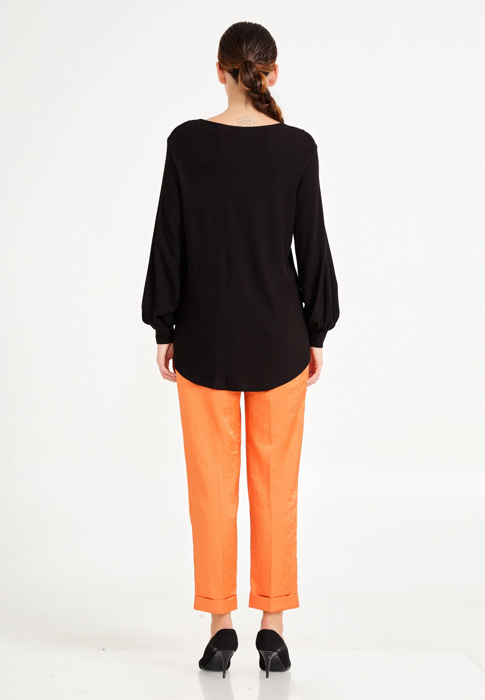 Long Sleeve Solid Color Regular Blouse ber20y4154 - Image 2