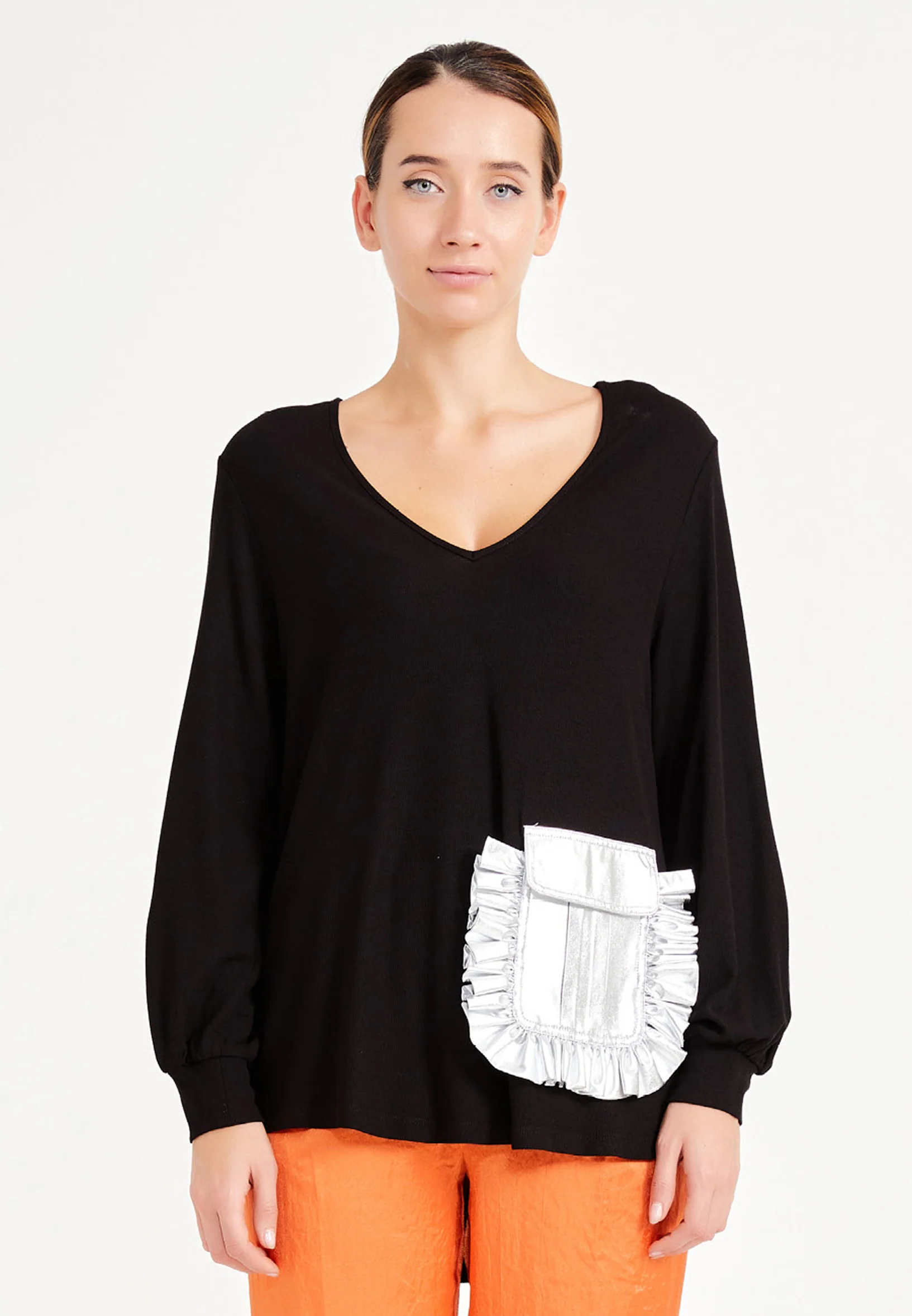 Long Sleeve Solid Color Regular Blouse ber20y4154 - Image 4