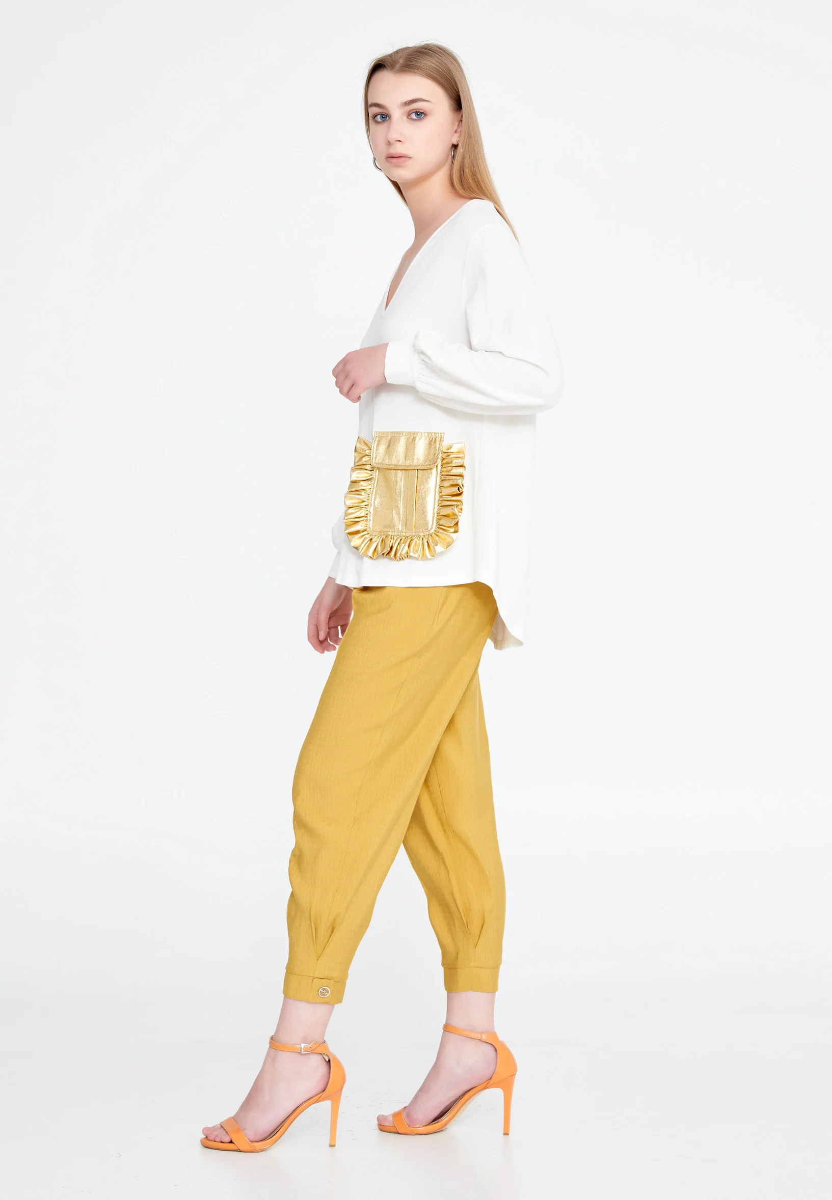 Long Sleeve Solid Color Regular Blouse ber20y4154 - Image 7